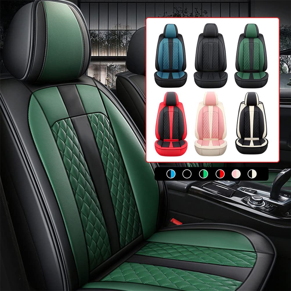 BPOOBP Honda HR-V Car Seat Covers - Premium Waterproof PU Leather Front Seat Protectors (Black & Green Sport Style) | Comfortable Vehicle Cushion for Daily Commute & Road Trips