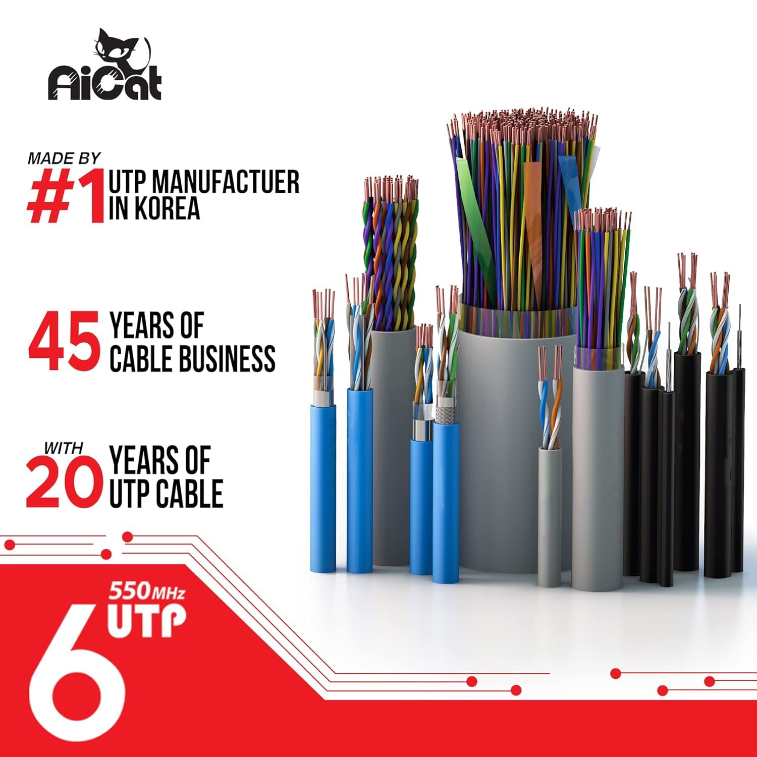 Premium AiCat Cat6 Ethernet Cable 1000ft (Blue) - 23 AWG CMR Rated, Solid Bare Copper Wire, Noise-Reducing Cross Separator - 550MHz/10Gbps Speed, PoE++ UTP LAN Cable - Ideal for Home Networking, Office Setup & Gaming