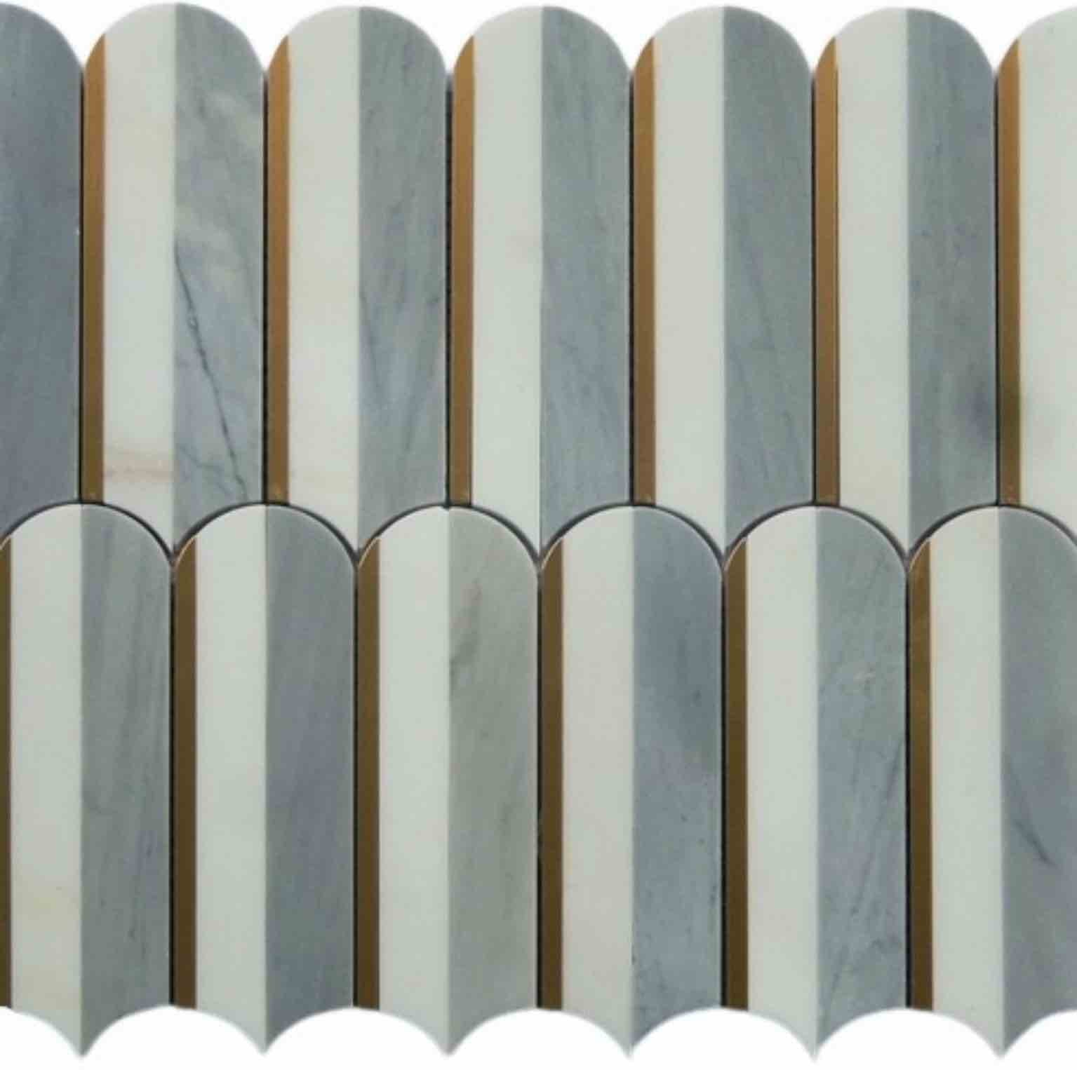 Premium Inlay Brass Gold Marble Mosaic Tile - Elegant Athens Pattern for Bathroom, Kitchen Backsplash & Flooring Decoration