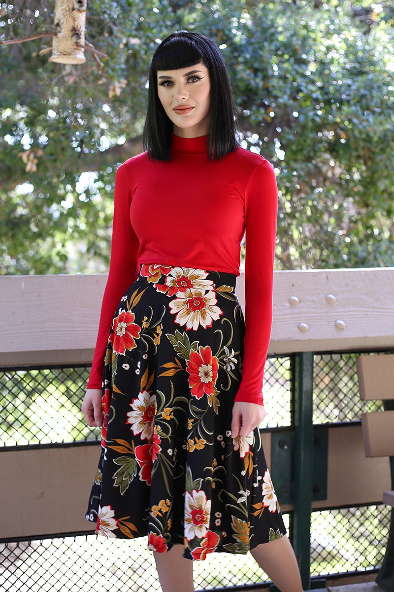 Charlotte Black Floral Skirt - Size 4X Plus Size Women's Fashion | Perfect for Casual Wear, Office Outfits & Special Occasions