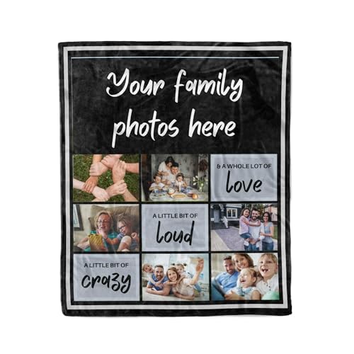 6 Family Pictures and Name Blanket