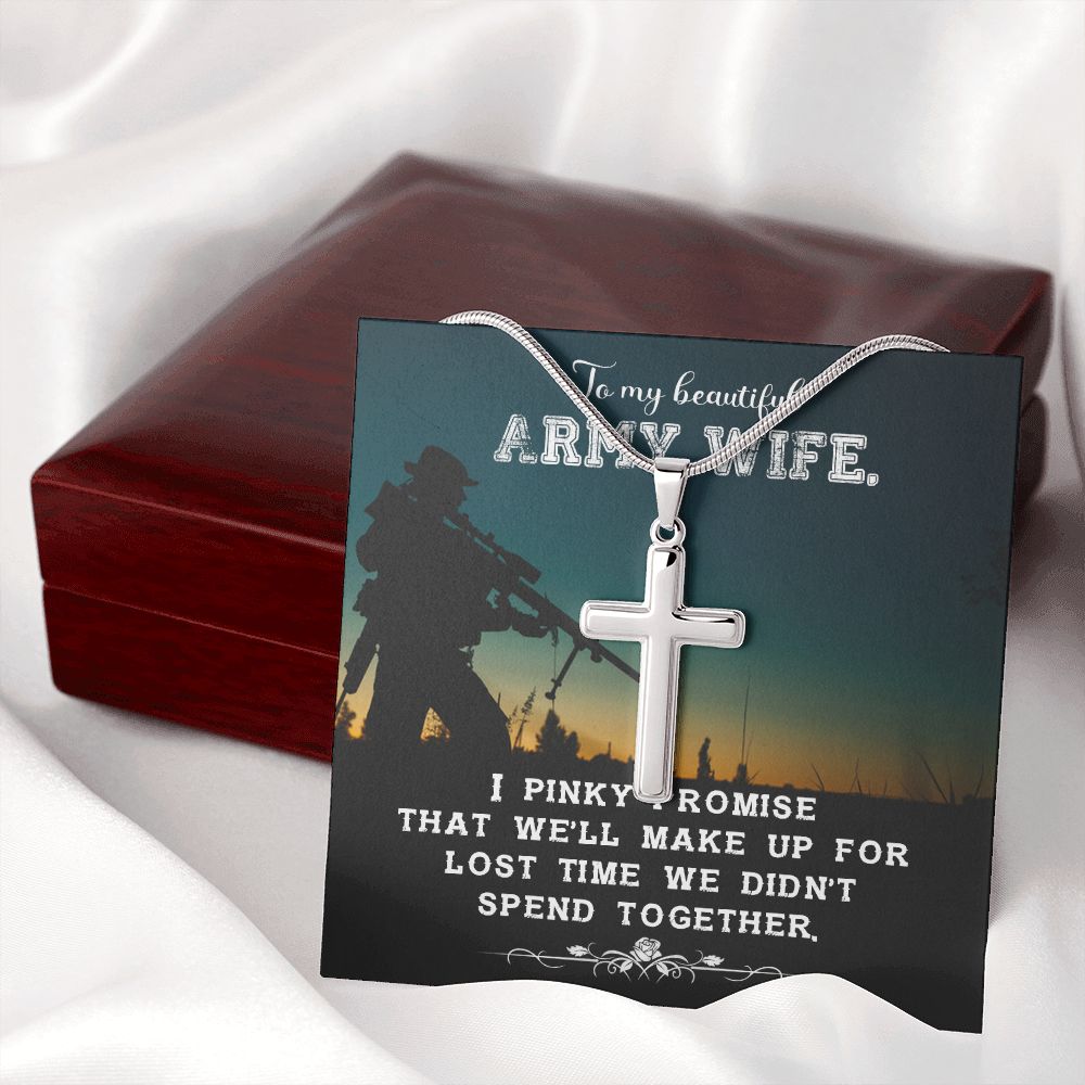 Army Wife Necklace - Military Spouse Jewelry Gift for Wife, Cross Pendant Necklace for Anniversary, Christmas & Special Occasions - Perfect for Military Appreciation, Deployment Gifts & Everyday Wear