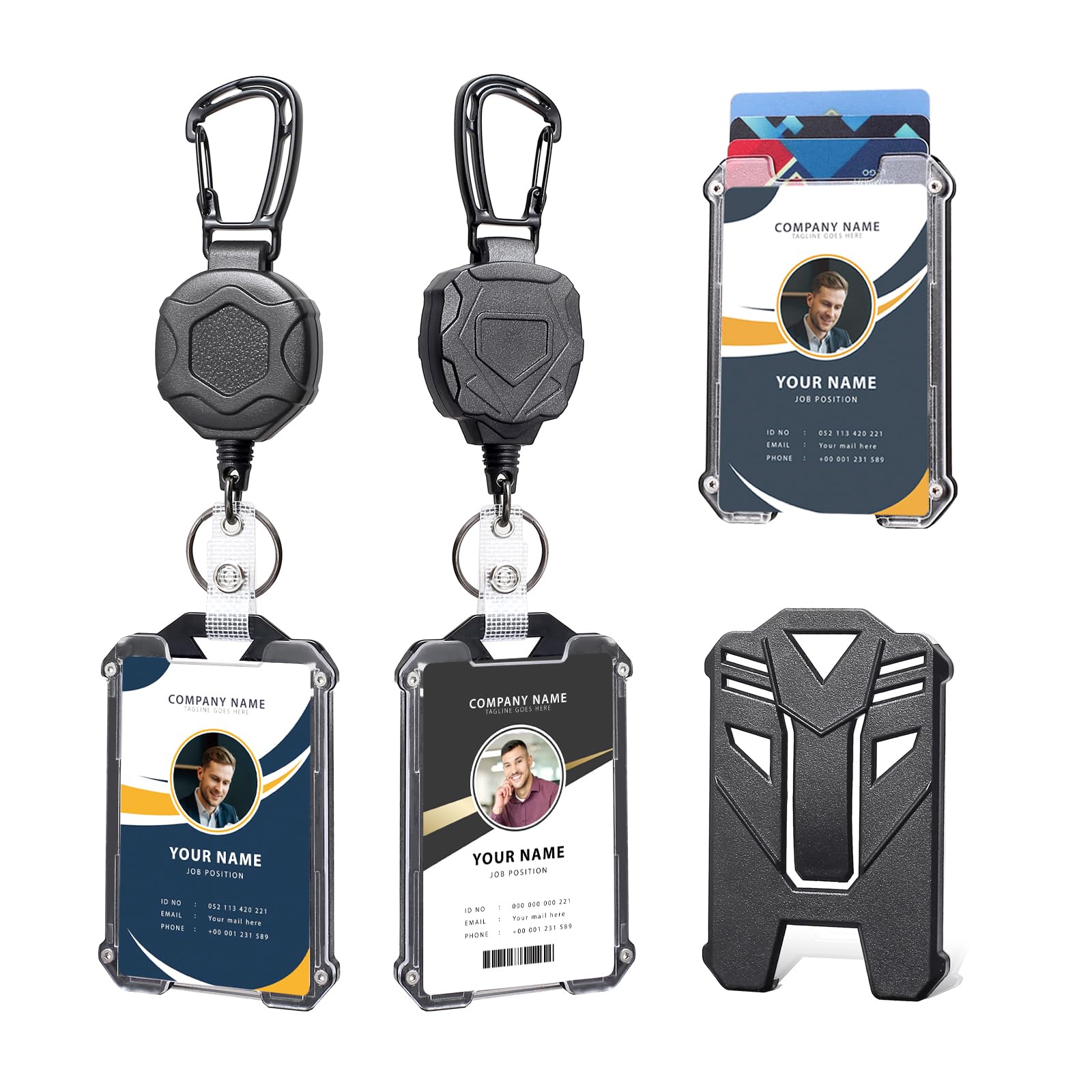 Premium Retractable Badge Holder with Heavy Duty Carabiner Clip - Durable ID Card Reel & Keychain for Work, Security, and Events (Office, Hospital, Construction, Trade Shows)