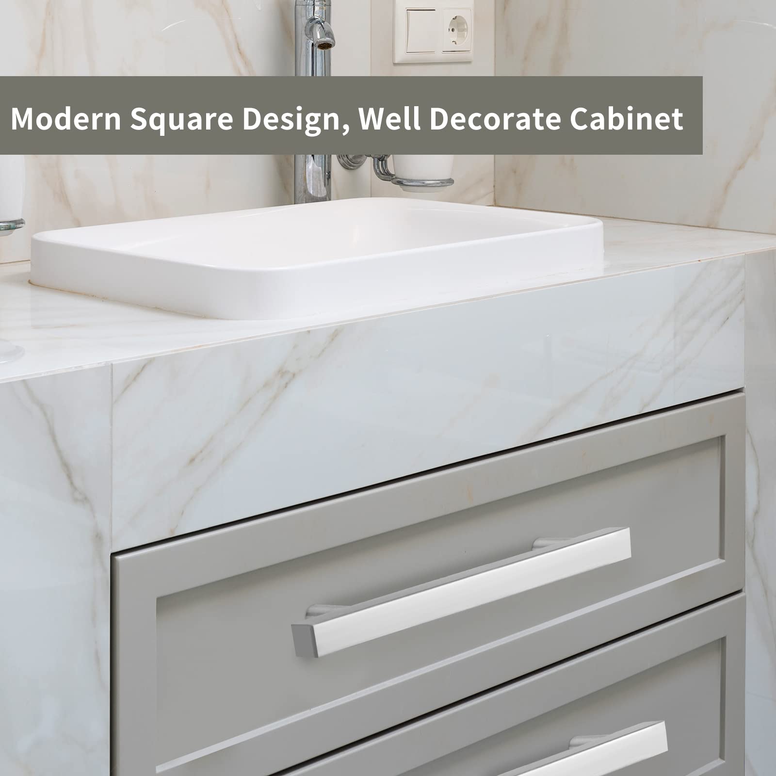 Brushed Nickel Kitchen Cabinet Handles 3 Inch Hole Centers - 5 Pack HDJ22SN Drawer Pulls for Dressers, Cabinets & Furniture | Modern Hardware for Home Kitchen & Bathroom Renovation