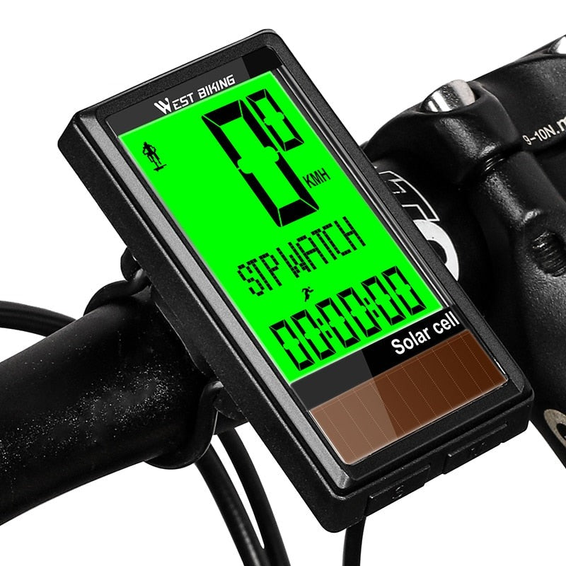 Wireless Solar Bike Computer - Multifunction Cycling Odometer & Speedometer with 5 Language Options | Perfect for Road Bikes, Mountain Biking & Outdoor Cycling Adventures