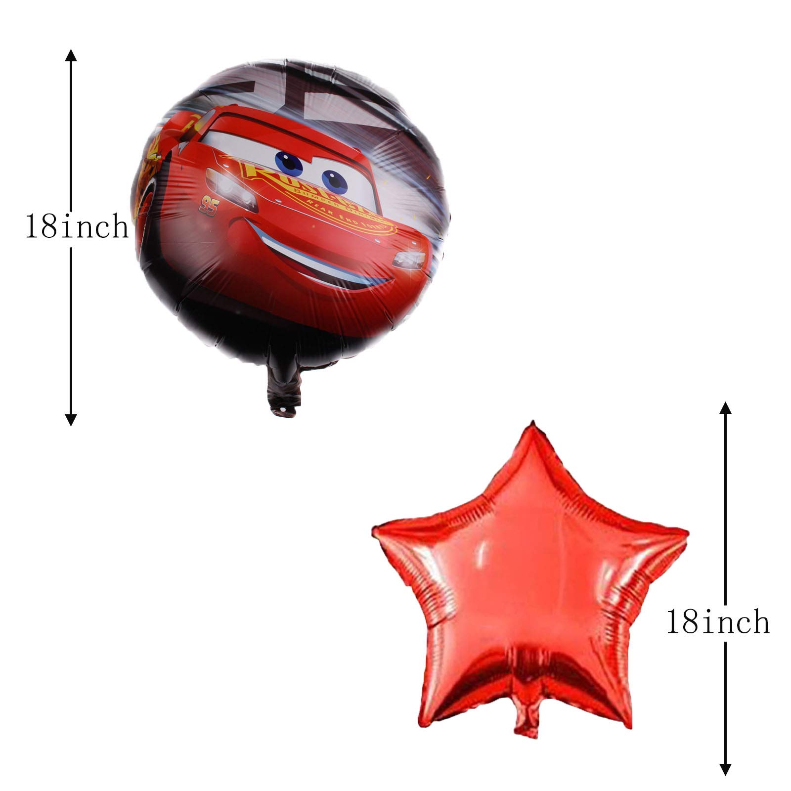 5PCS Cars Themed Foil Balloons - Perfect for Kids Birthday Parties, Baby Showers & Disney Cars Theme Decorations - Great for Indoor & Outdoor Celebrations