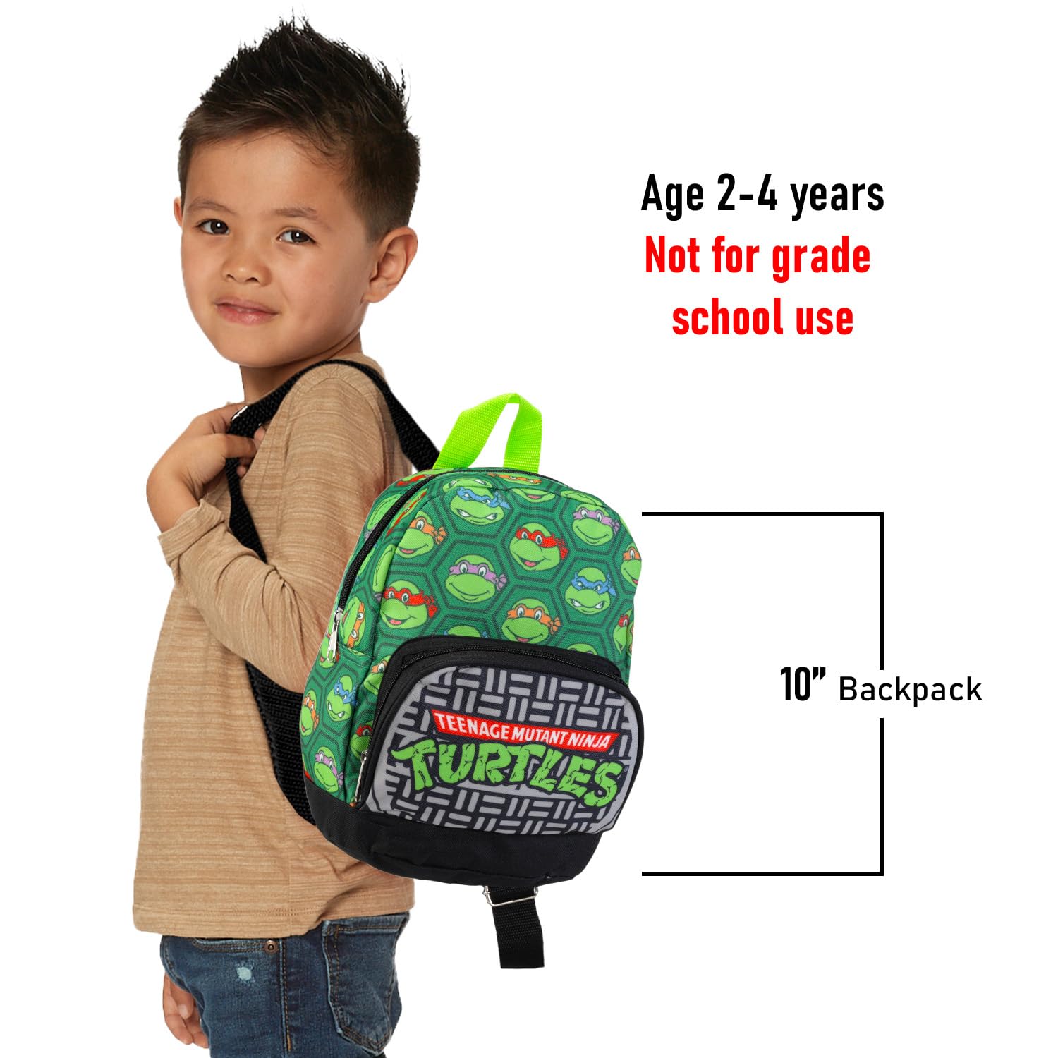 Teenage Mutant Ninja Turtles Mini Backpack for Kids & Teens - 10 Inch Canvas TMNT School Backpack with Front Pocket & Bookmark | Cute Turtle Backpack Purse Set for School, Travel & Comic Con