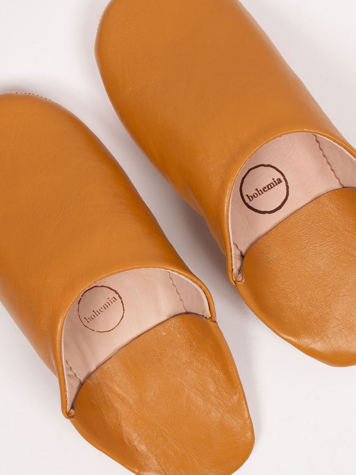 Authentic Moroccan Men's Babouche Slippers - Soft Leather Comfort Shoes in Ochre Color | Perfect for Home, Lounge & Cultural Fashion