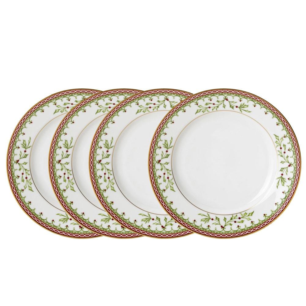 Set of 4 Holiday Traditions Bread and Butter Plates - Perfect for Christmas Dinner, Thanksgiving Desserts & Festive Table Settings