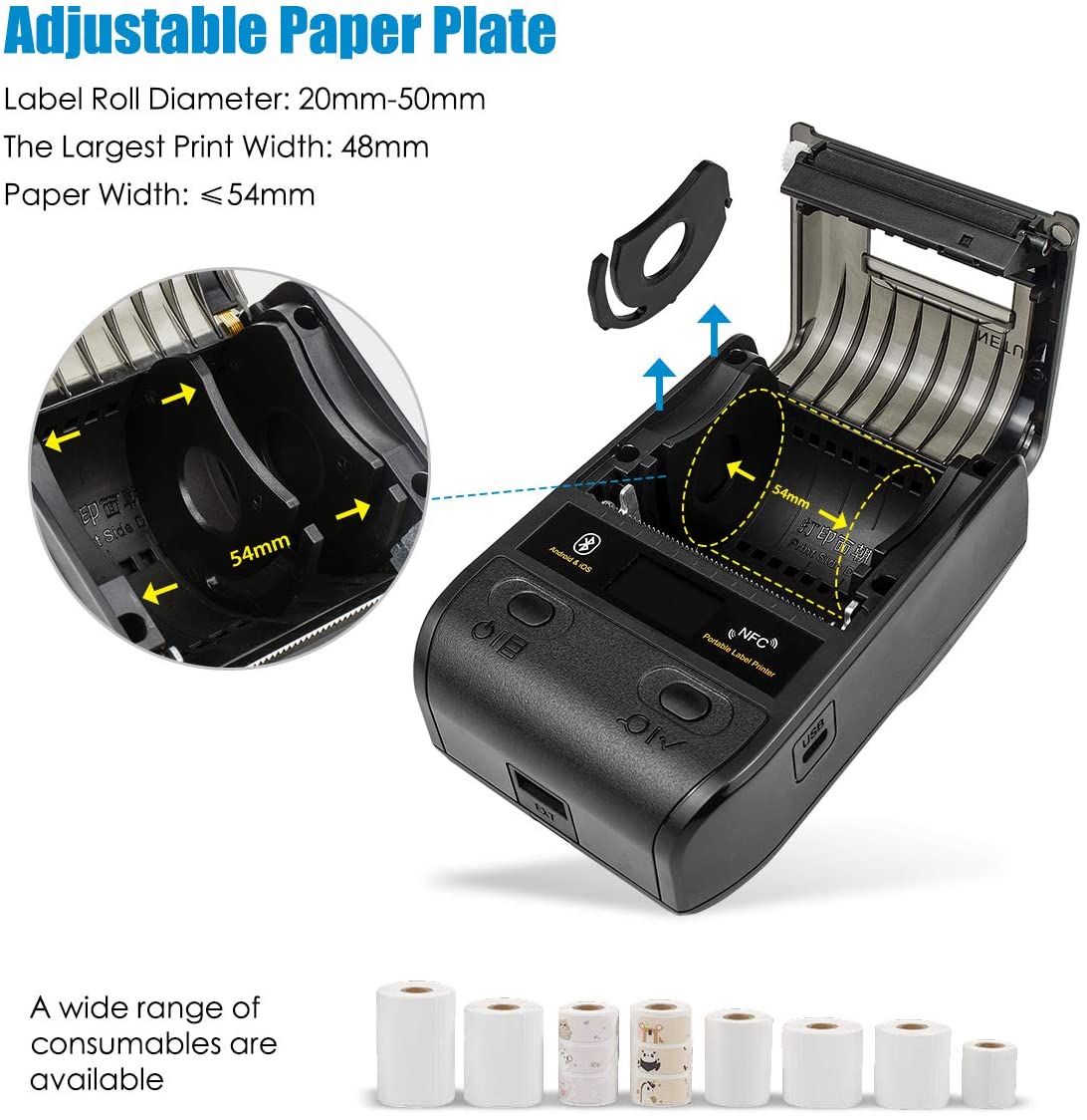 NT G5 54mm Thermal Printer for Receipts & Labels - High-Speed USB/Bluetooth Compatible for Retail, Shipping & Small Business Use