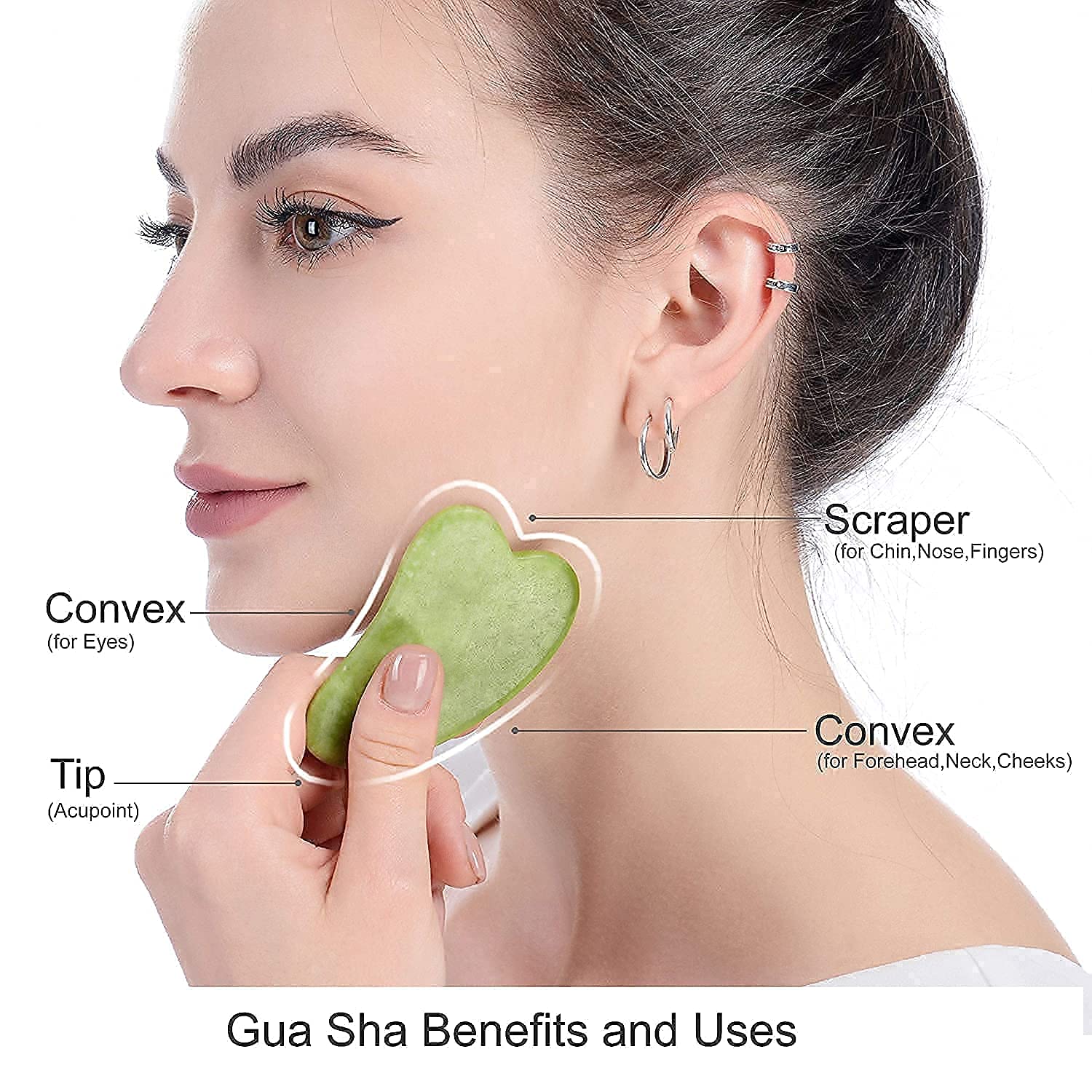 YUGMI SHOP Jade Roller & Gua Sha Set - Natural Jade Face Massager for Women, Anti-Wrinkle & Eye Treatment Roller, Dark Circle Relief - Perfect for Skincare Routine & Relaxing Facial Massage at Home