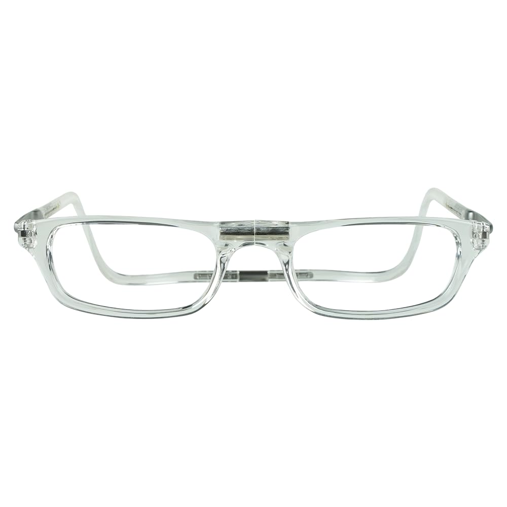 Clic Magnetic Reading Glasses for Men & Women - 1.50 Magnification Computer Readers - Expandable Lightweight Frames (Clear) - Perfect for Office Work, Reading Books & Screen Time