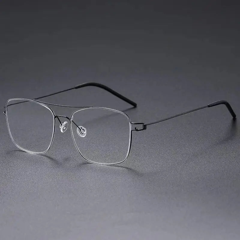 Aimee Unisex Full Rim Square Double Bridge Titanium Eyeglasses 1554 - Lightweight Durable Frame for Men & Women - Perfect for Reading, Work, and Everyday Use