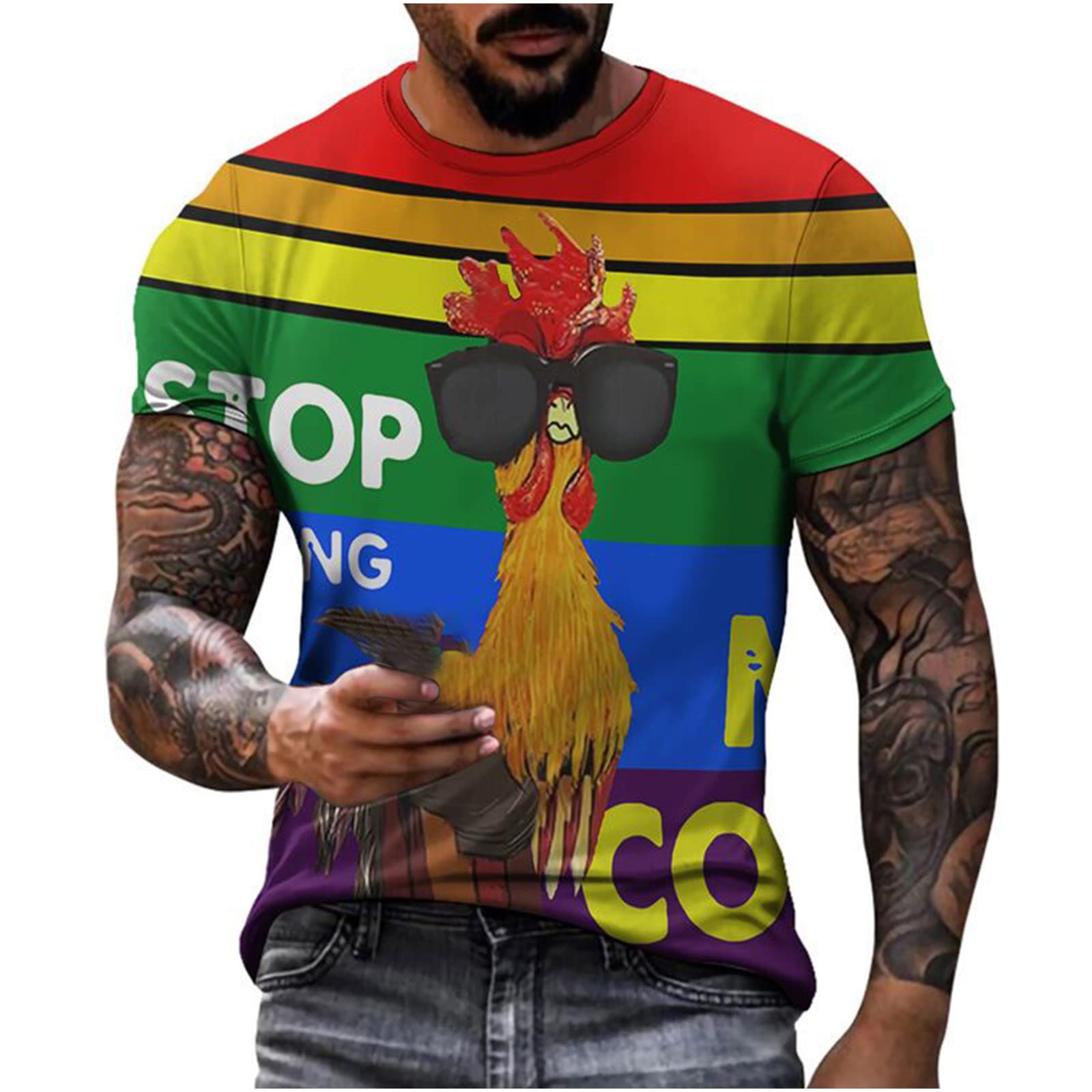 Men's Short Sleeve Beach T-Shirt | Casual Slim Fit 3D Animal Print Crewneck Top | Fashion Graphic Tee Shirts for Summer, Vacation & Outdoor Activities