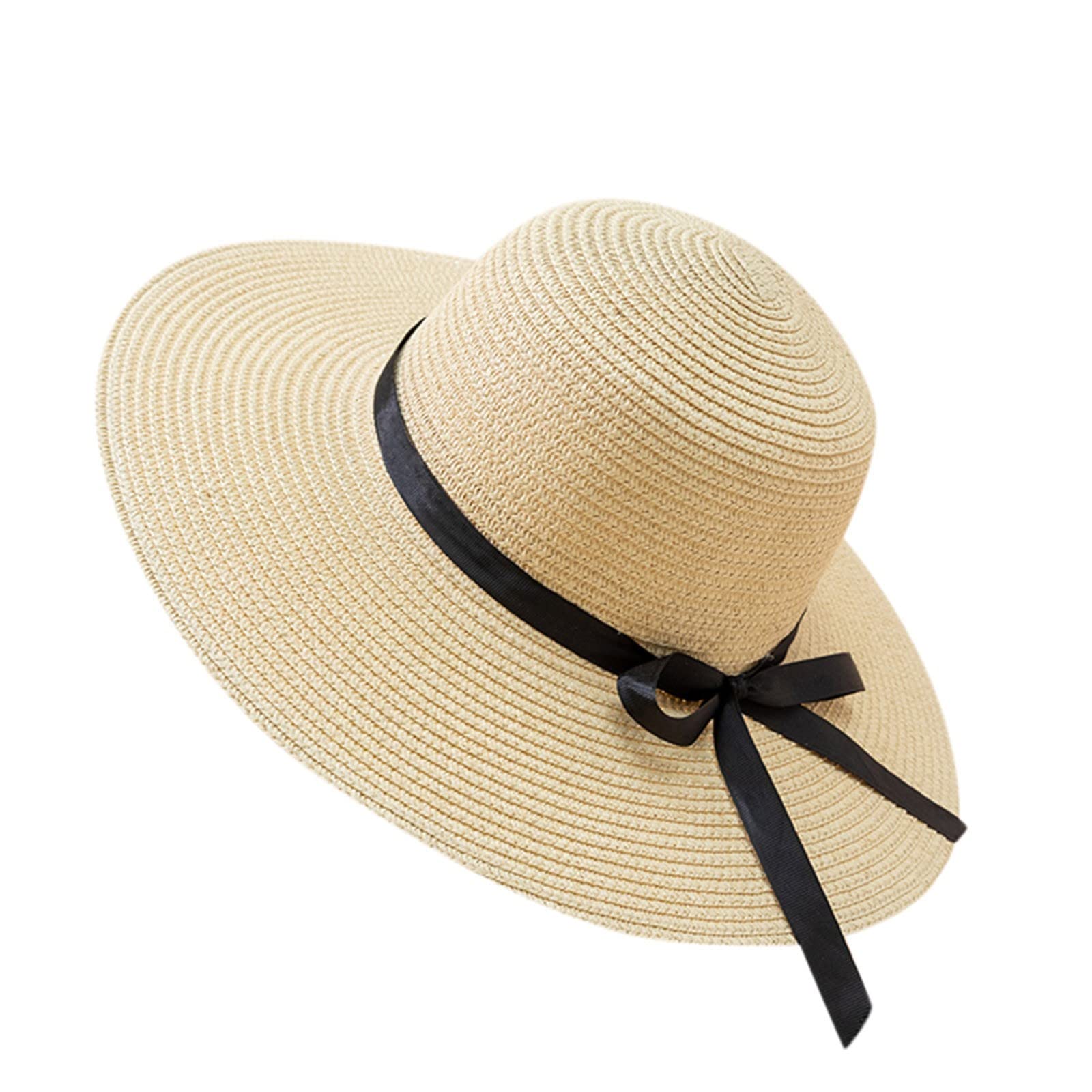 Women's Summer Straw Sun Hat - Breathable Woven Beach Hat for Gardening, Spring & Summer Outdoor Activities | UV Protection Wide Brim Hat for Vacation, Travel & Casual Wear