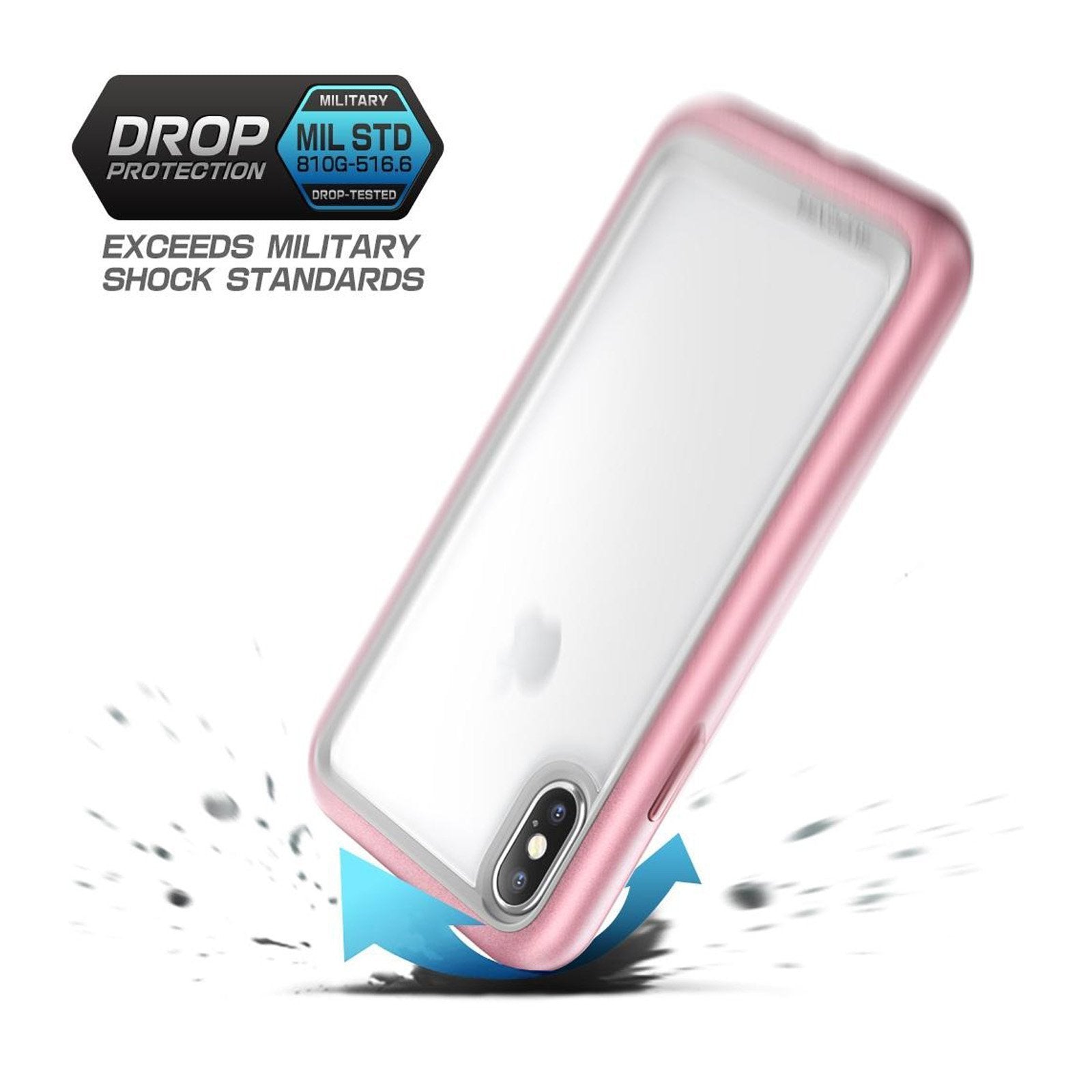 iPhone X / XS Unicorn Beetle Style Slim Clear Case - Rose Gold Protective Cover | Shatterproof & Scratch Resistant | Perfect for Everyday Use, Travel & Outdoor Activities