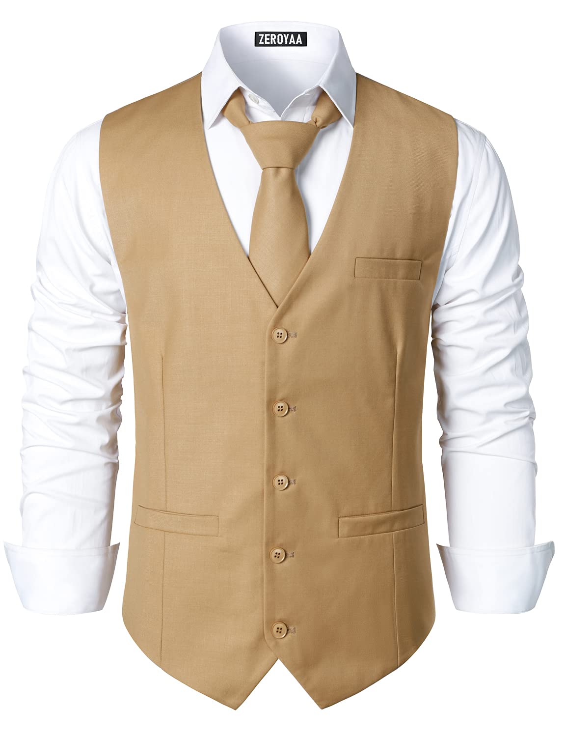 ZEROYAA Men's Slim Fit Hipster Urban Design 3-Pocket Formal Dress Vest for Suit & Tuxedo | Business Attire, Wedding, Office & Special Occasions
