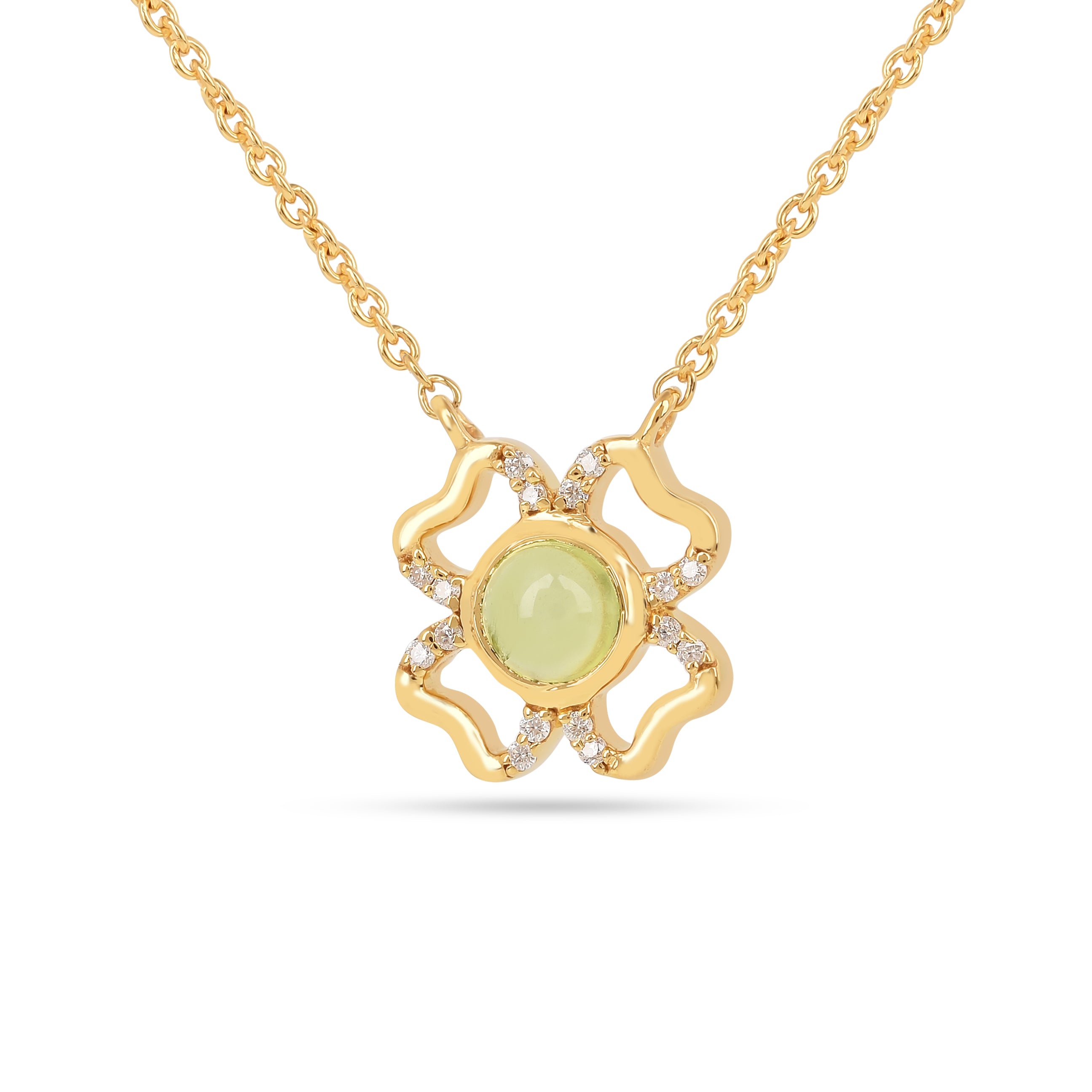 Floral Green Peridot Four Leaf Clover Necklace - Elegant Irish Jewelry for Women | Perfect for St. Patrick's Day, Birthday Gifts & Everyday Wear