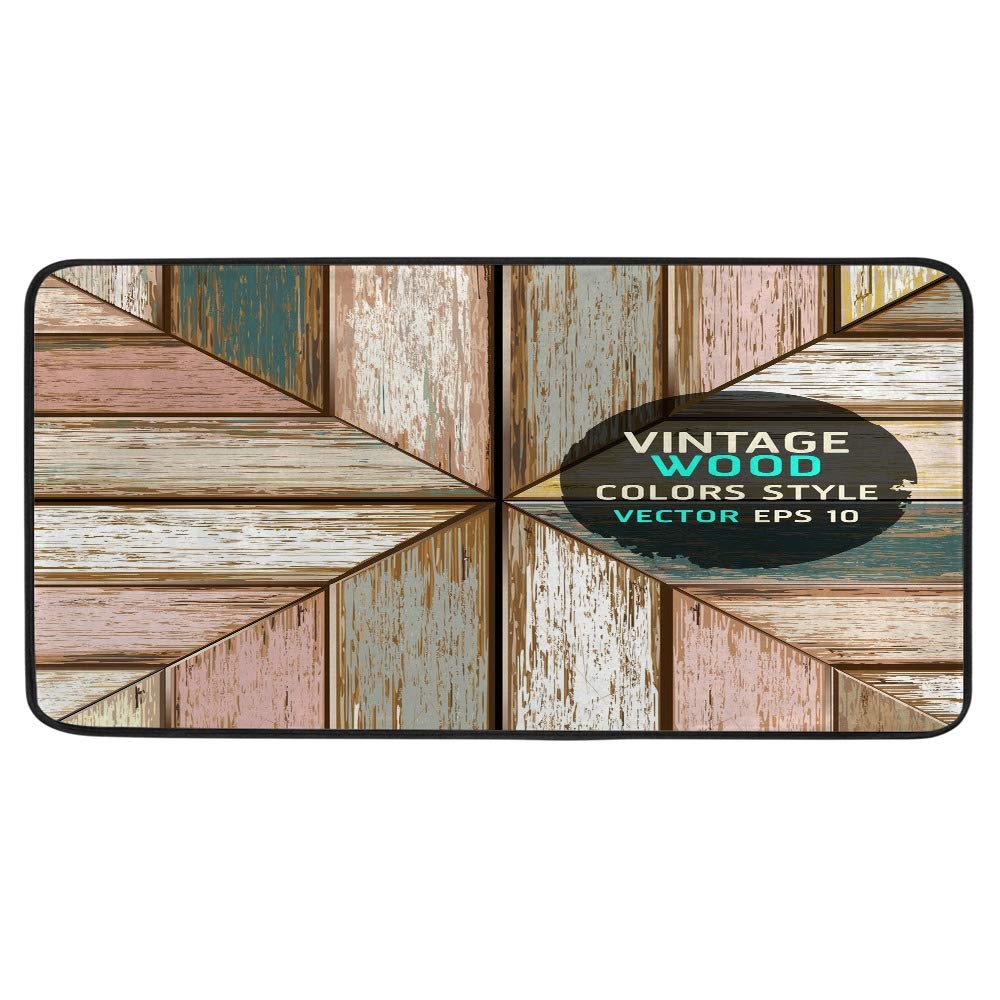 Vintage Wooden Texture Anti-Fatigue Kitchen Floor Mat - Non-Slip Standing Runner Rug for Laundry, Entryway & High Traffic Areas - 39