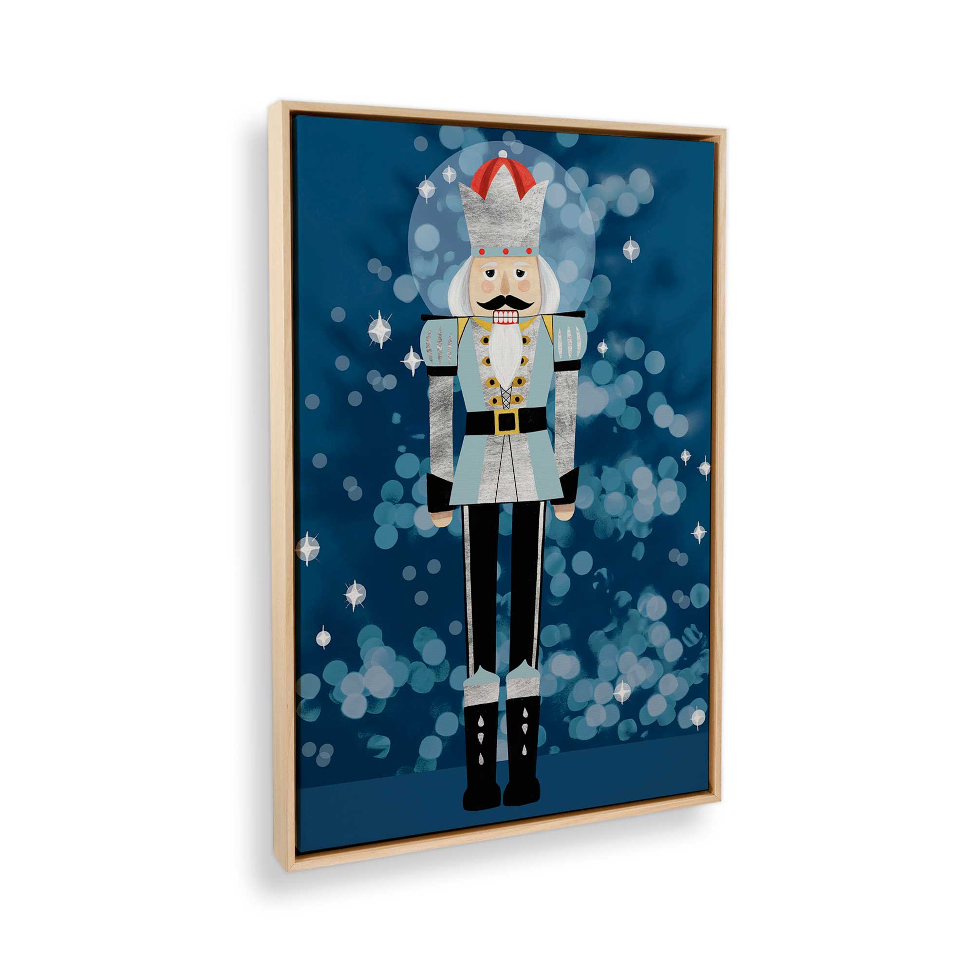 Blue Classic Nutcracker Canvas Print - Holiday Home Decor, Christmas Wall Art for Living Room & Bedroom