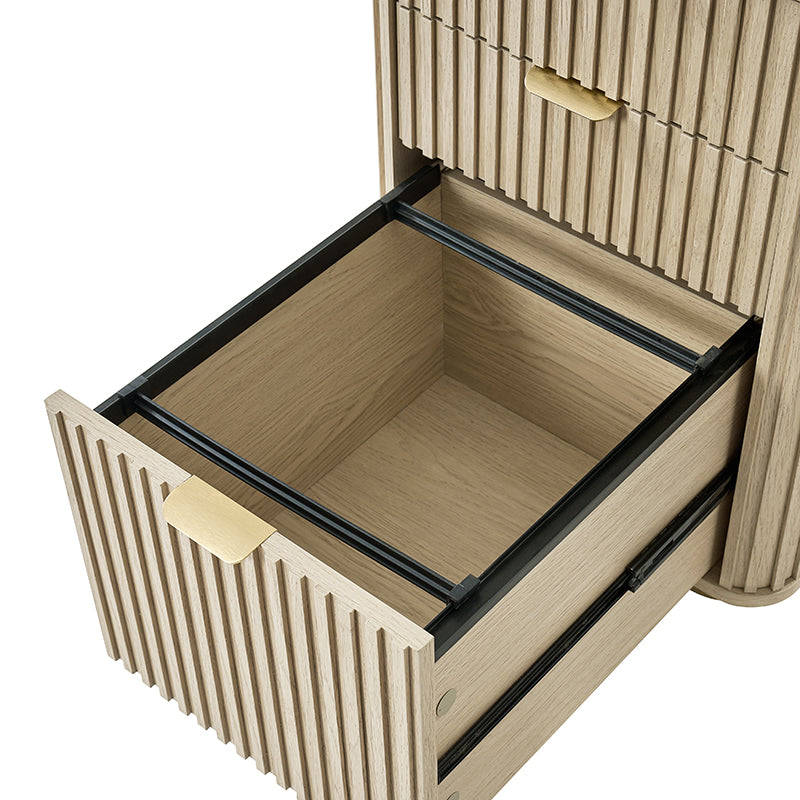 Modern Fluted Cabinet with Drawers & A4 File Storage - Stylish Home Office Furniture for Document Organization & Storage