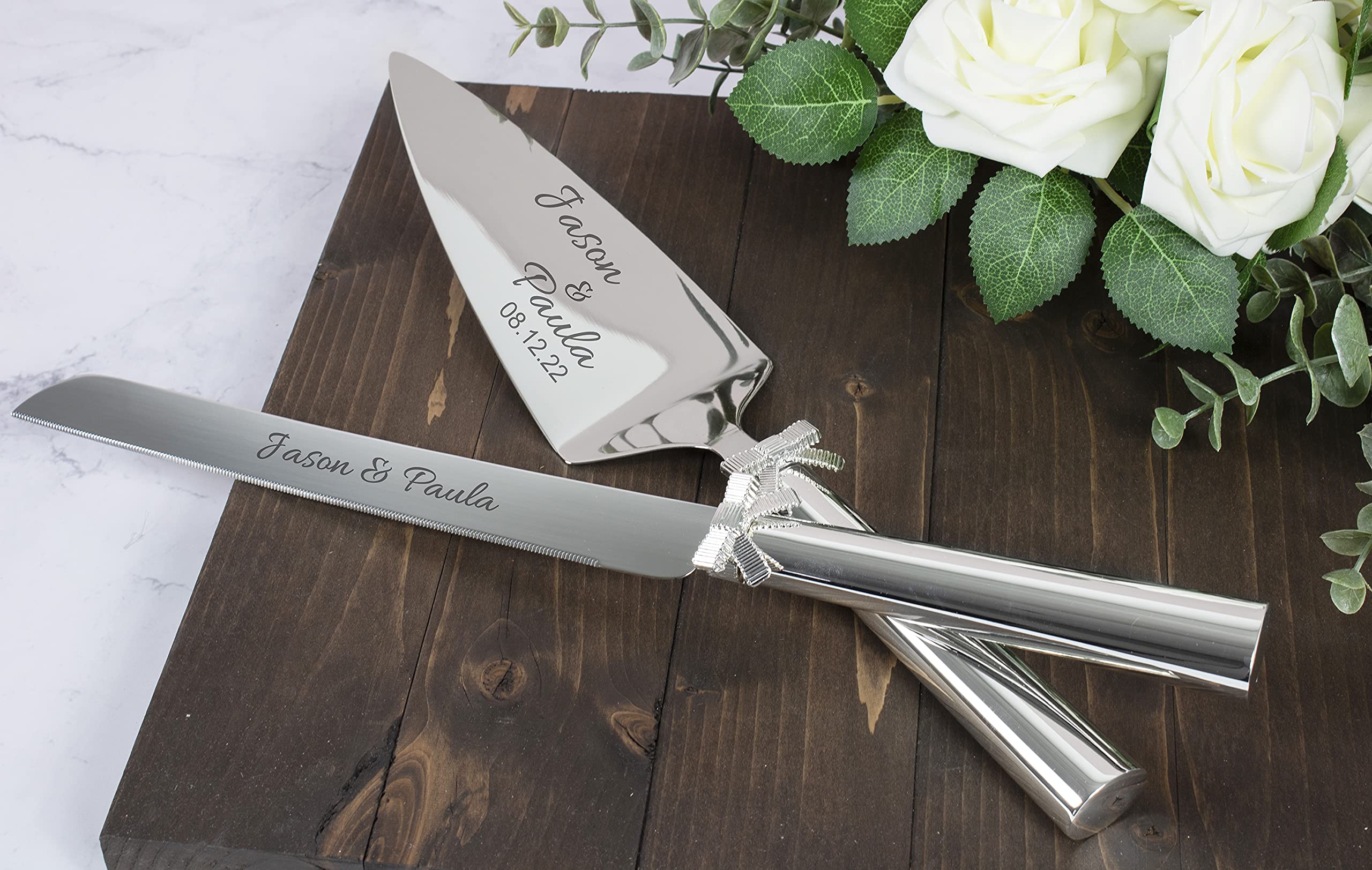 Kate Spade Bridal Grace Ave Personalized Wedding Cake Knife & Server Set - Custom Engraved Cake Cutting Gift Set for Bride & Groom - Perfect for Wedding Ceremonies, Receptions & Anniversary Celebrations