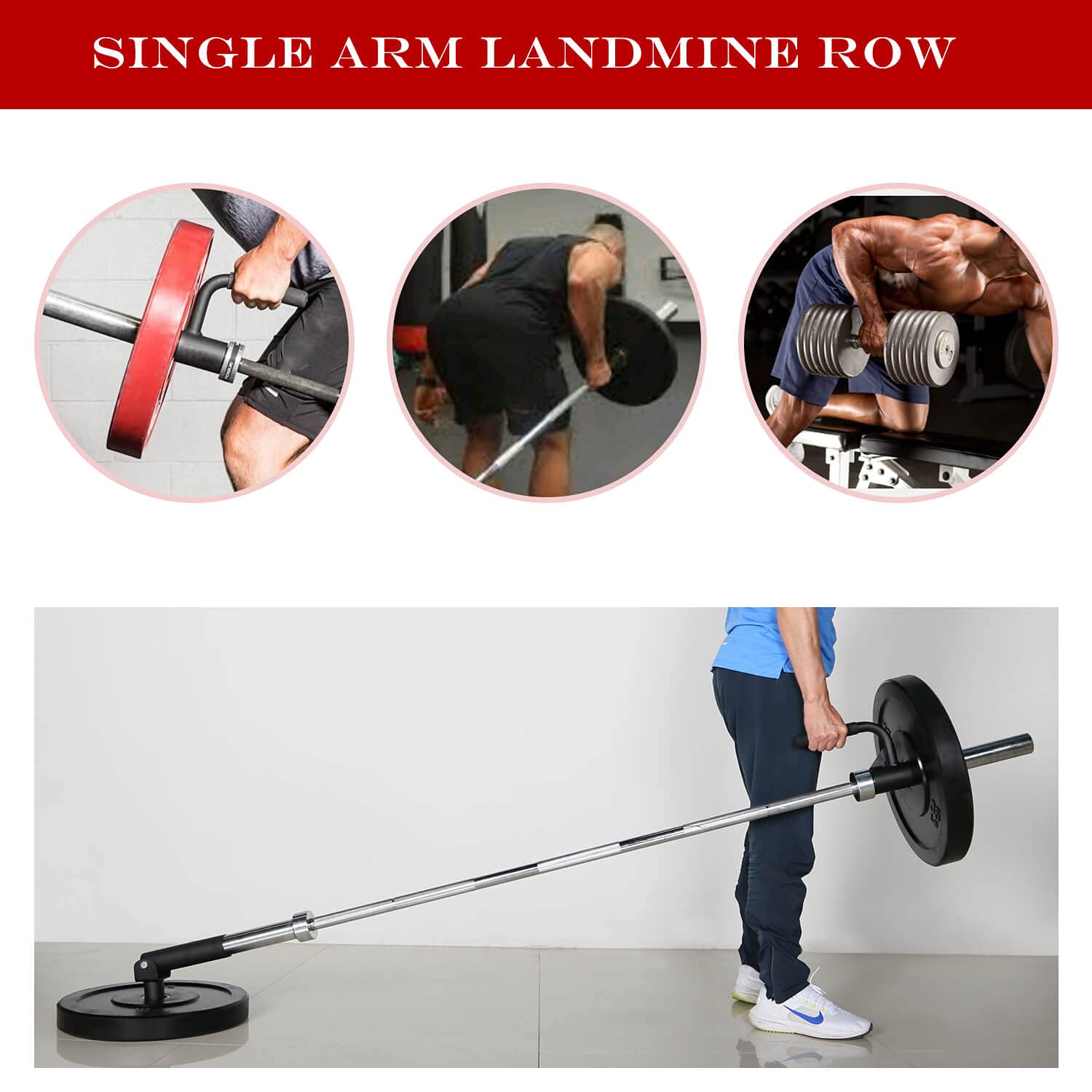 SYL Fitness Single Arm Landmine Handle for 2 Inch Olympic Barbell - T Bar Row Attachment for Home Gym & Strength Training - Perfect for Shoulder Press, Squats & Deadlifts