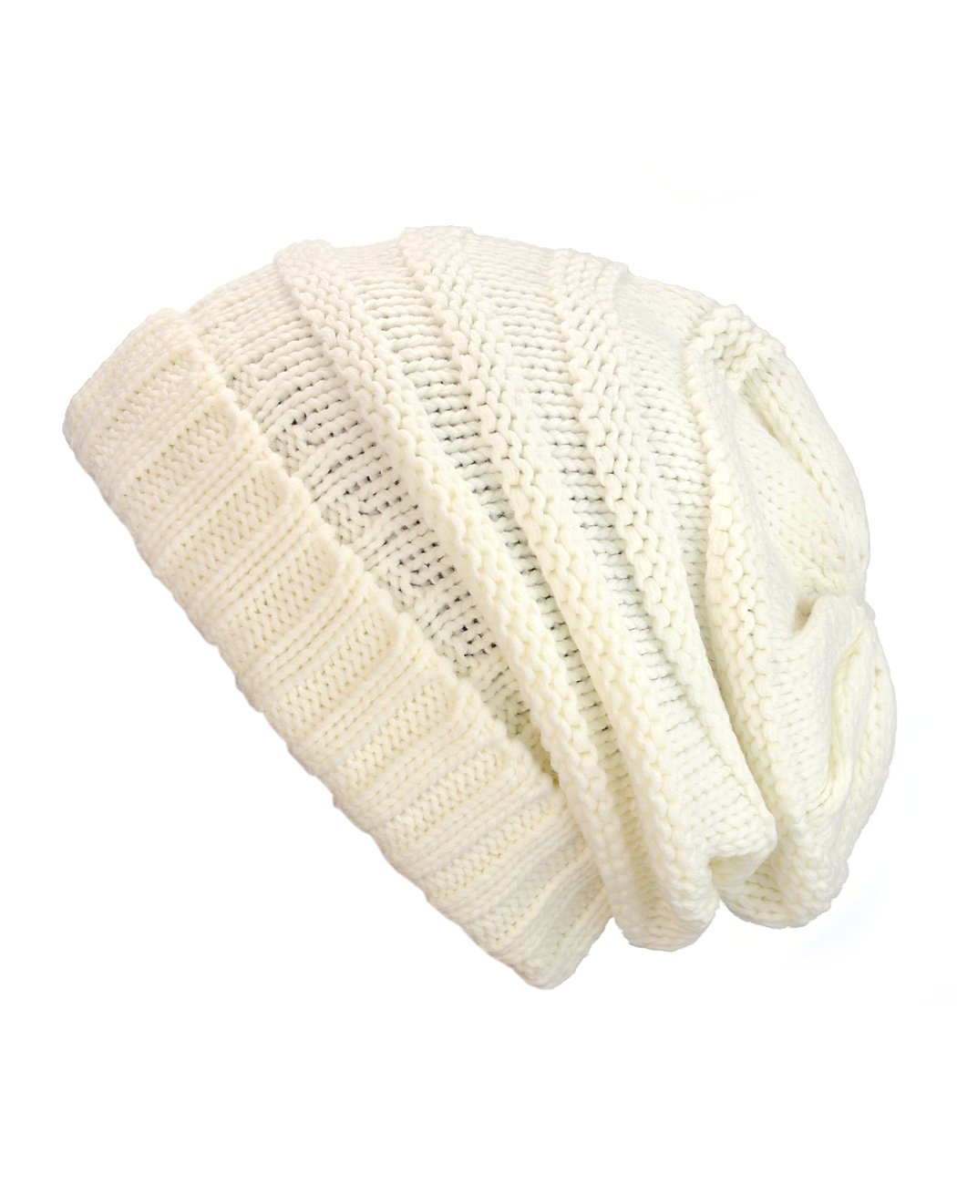 NYFASHION101 Slouchy Wrinkled Beanie Cap - Soft Stretchy Skull Hat for Men & Women - Winter Warm Knit Hat for Outdoor Activities, Streetwear Fashion