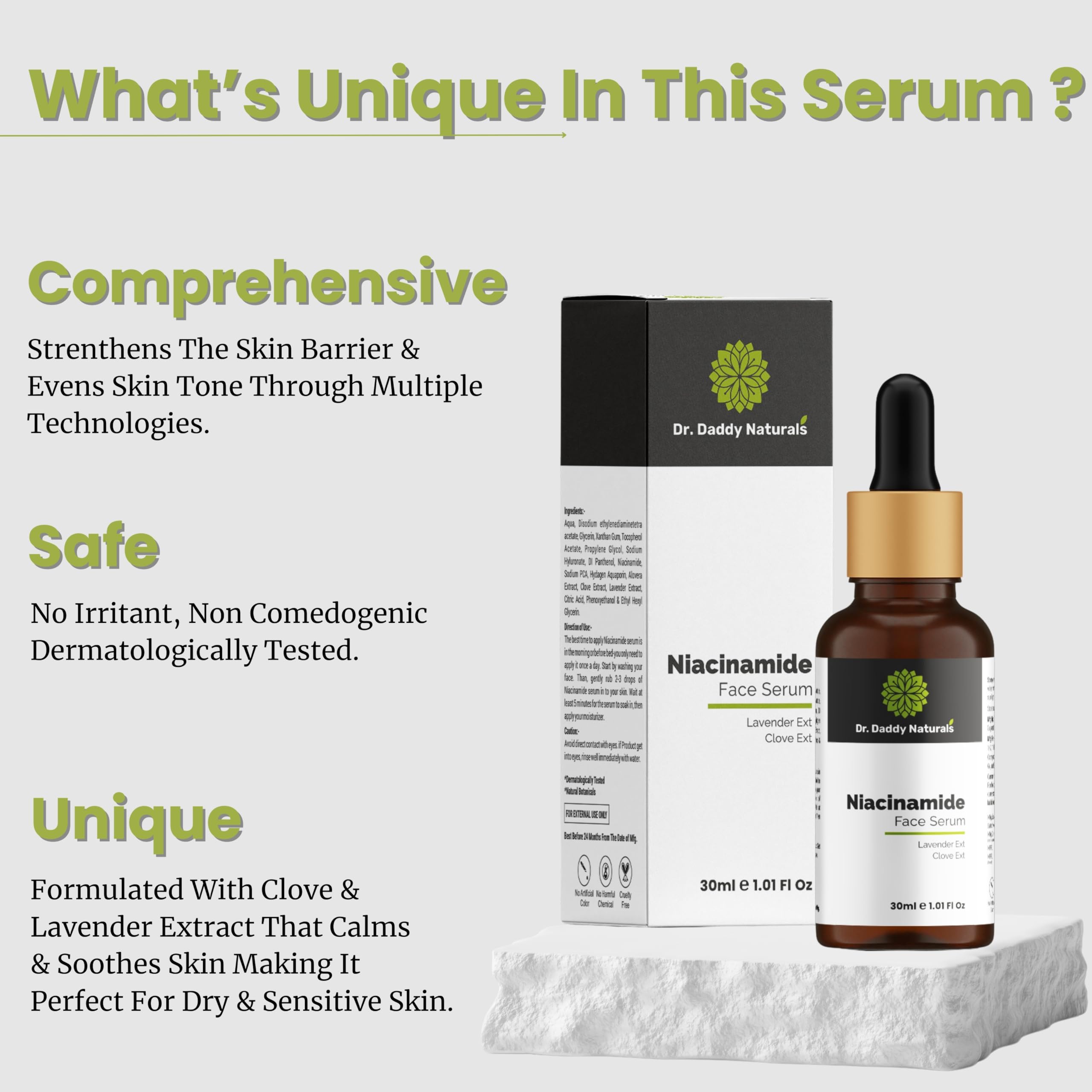Dr. Daddy Naturals Niacinamide Face Serum 30ml - Dark Spot Corrector for Hyperpigmentation, Brightening & Even Skin Tone | Daily Skincare for Glowing Complexion