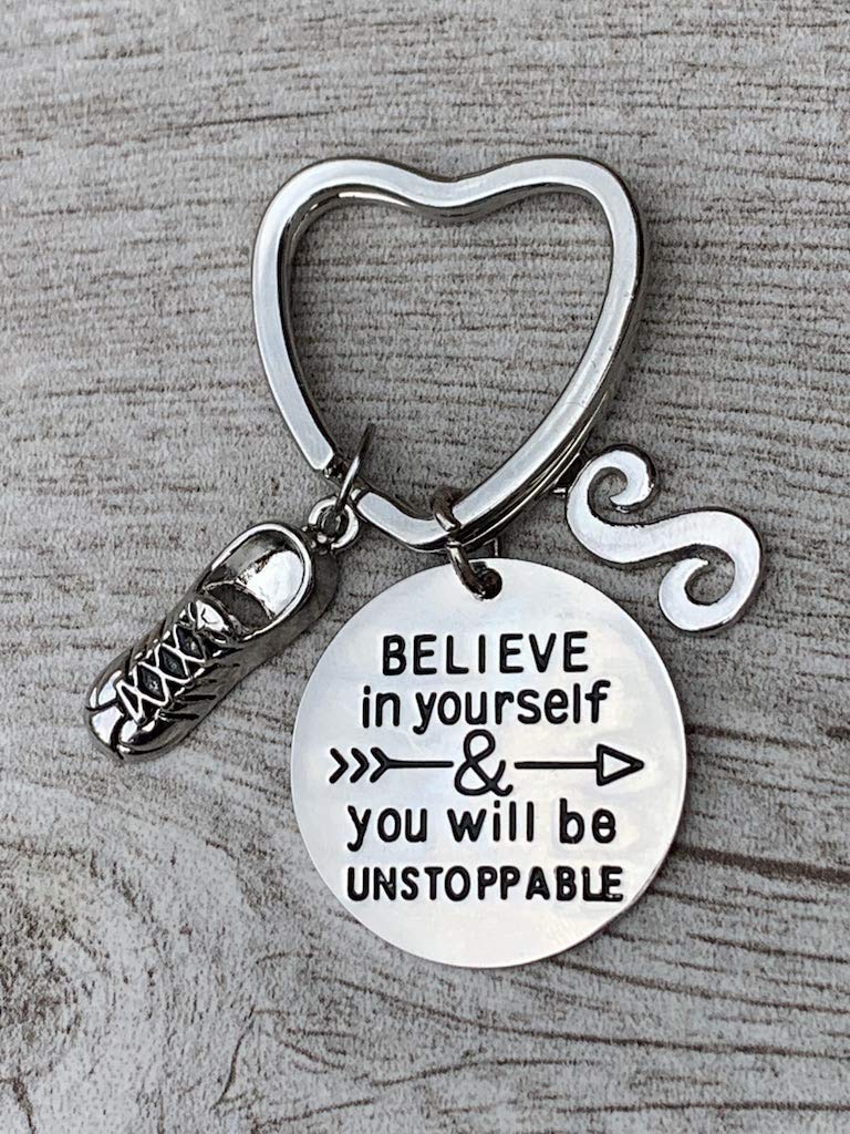 Personalized Unstoppable Runner Keychain with Initial - Motivational Running Gift for Men & Women - Perfect for Marathons, 5K Races & Fitness Enthusiasts