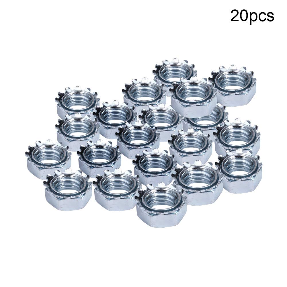 MroMax M10 K-Lock Nuts - Silver Zinc Plated Carbon Steel Keps Lock Nuts (20Pcs) - Durable Hardware Fasteners for Machinery, Furniture & Electrical Appliances | Secure Fastening Solution for DIY Projects & Industrial Use
