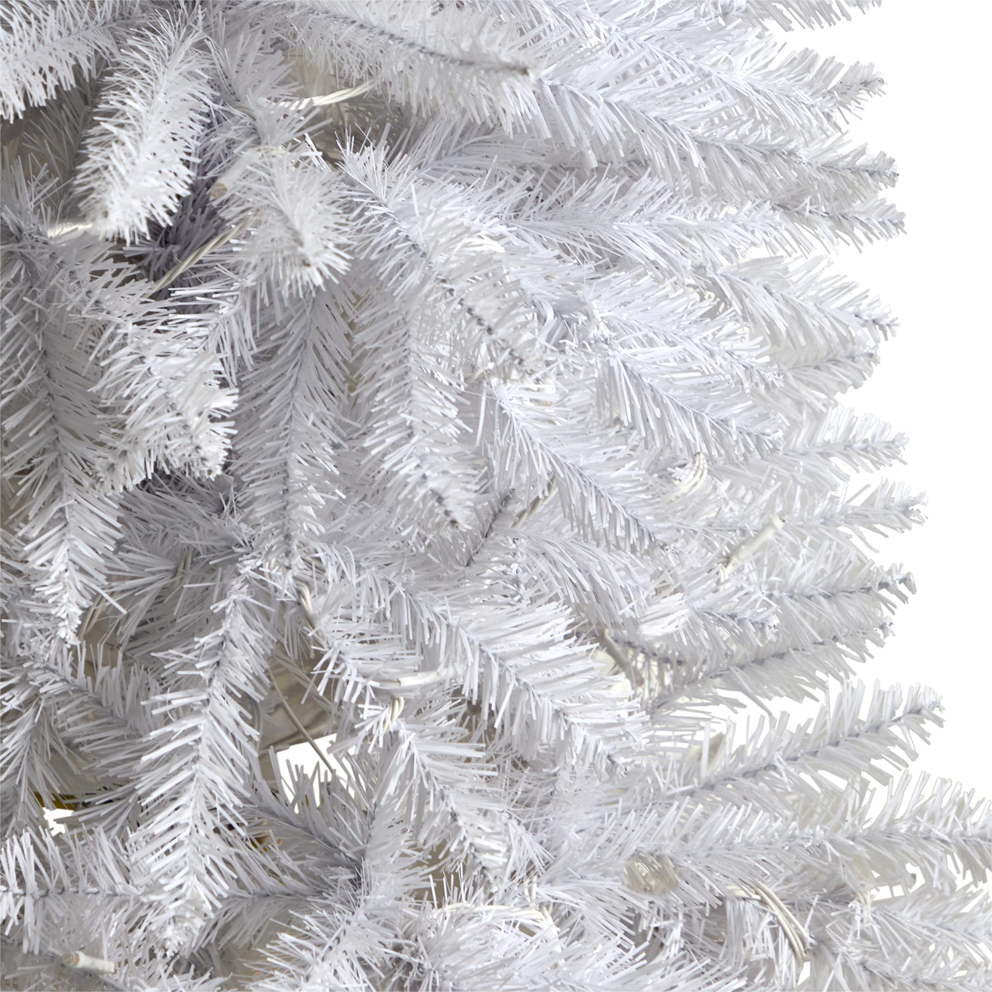 Nearly Natural 4ft Slim White Pre-Lit Artificial Christmas Tree with 100 Warm White LED Lights & 293 Bendable Branches - Perfect for Small Spaces, Apartments, and Holiday Office Decor