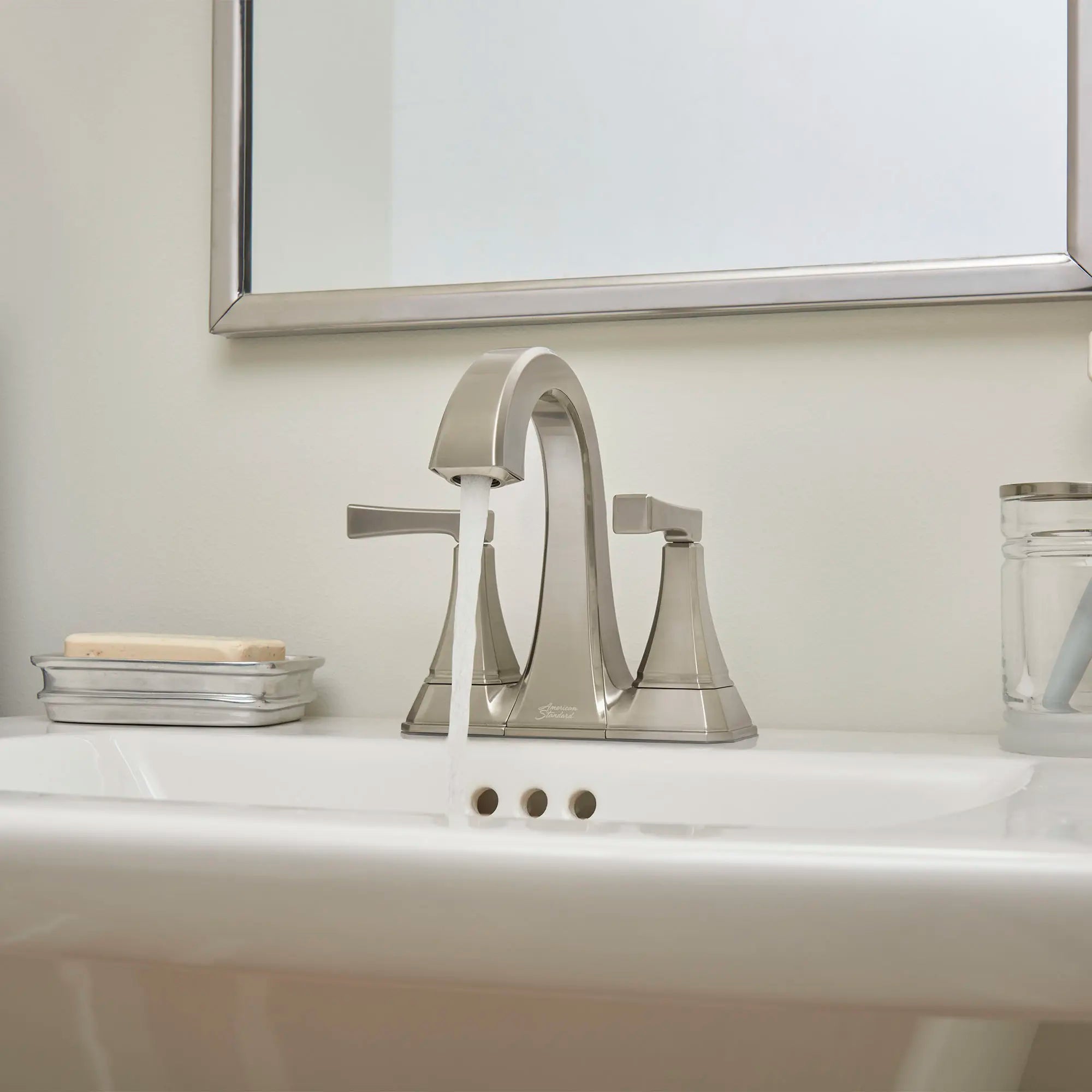 Crawford 4 Inch Centerset 2 Handle Bathroom Faucet - 1.2 GPM/4.5 LPM Water-Saving Design with Lever Handles - Perfect for Small Bathrooms, Powder Rooms & Vanities