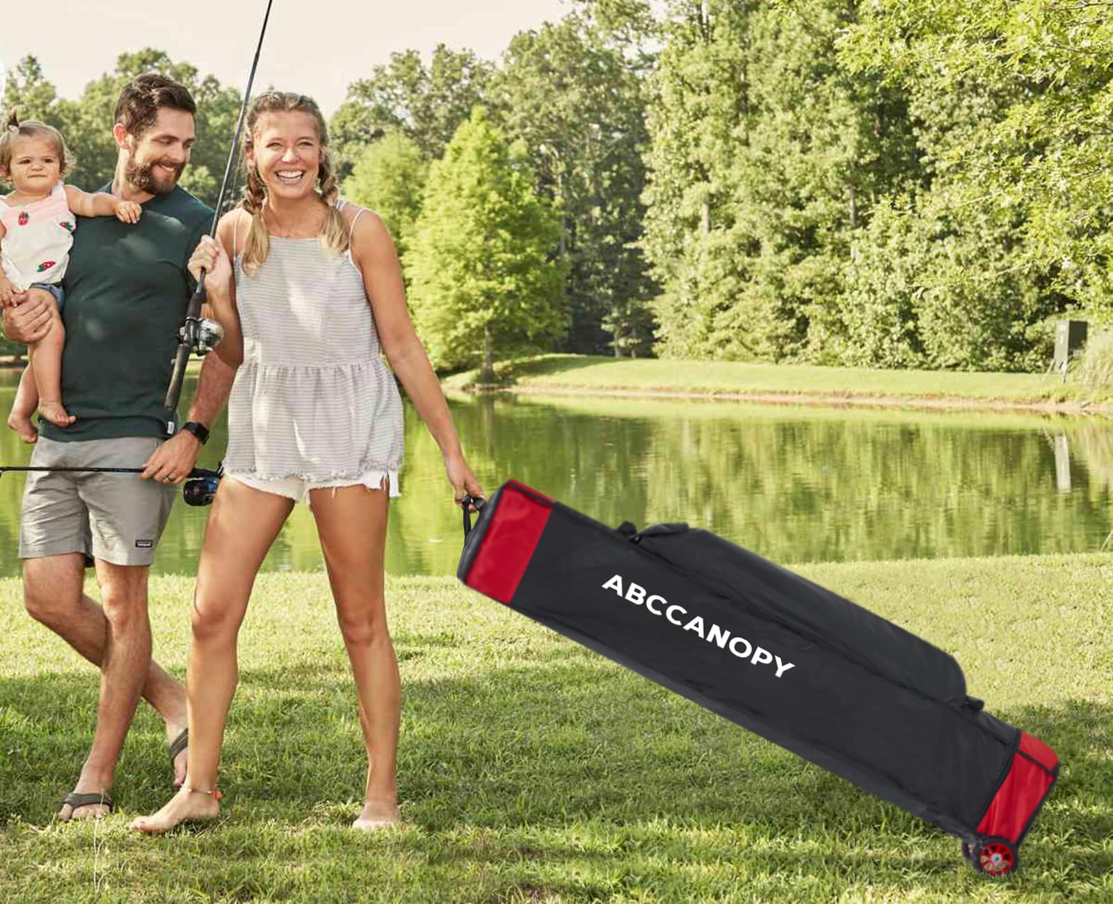ABCCANOPY Universal 10X15 Pop Up Canopy Tent with Roller Bag - Heavy Duty Outdoor Canopy Tent for Camping, Beach, Picnic, Party & Backyard Events - Waterproof & UV Protection (Black)