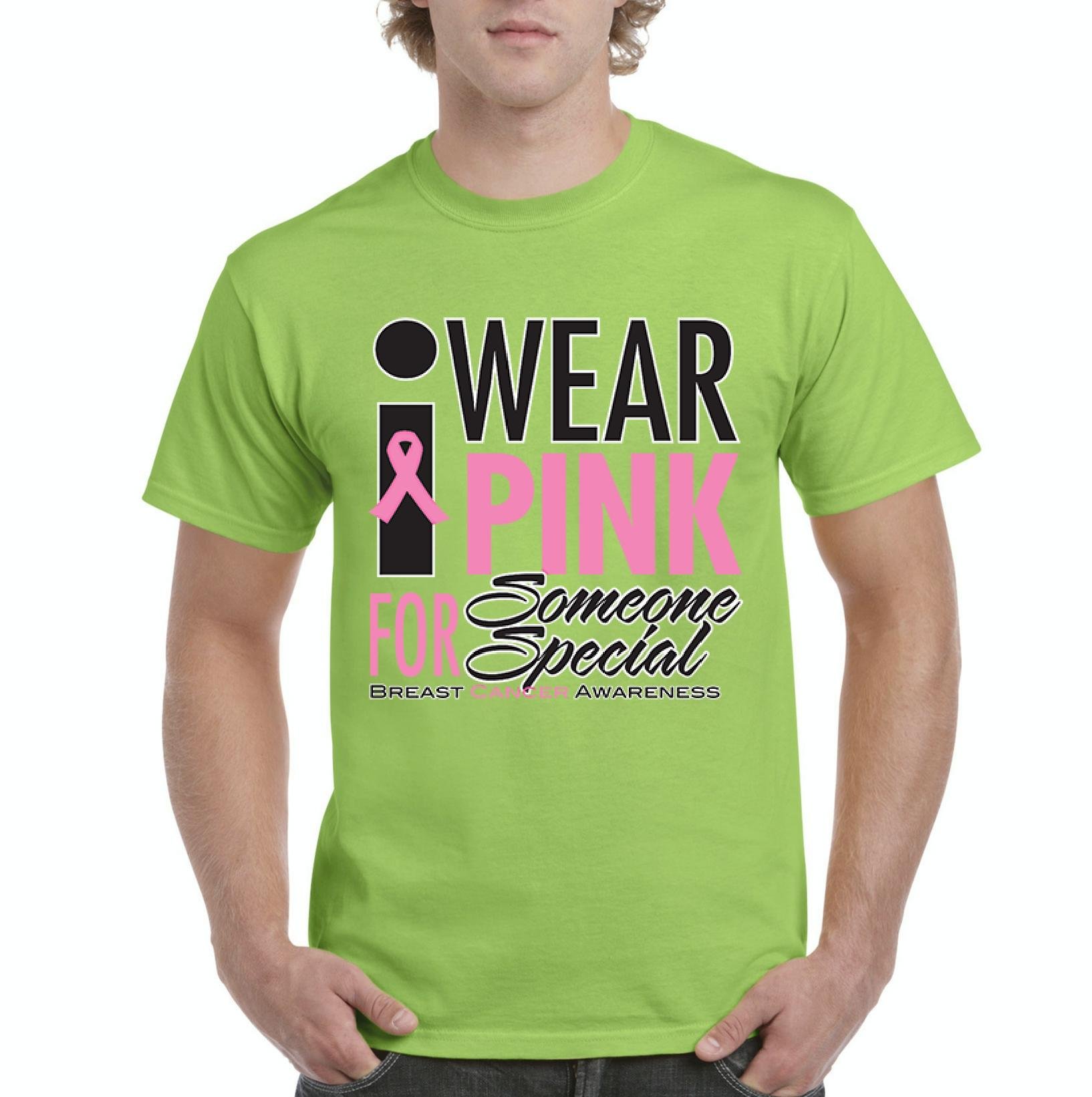 Cancer Awareness I Wear Pink For Someone Special Men's T-Shirt - Support Breast Cancer Awareness Month, Survivors & Loved Ones - Comfortable Cotton Tee for Fundraisers, Walks & Daily Wear