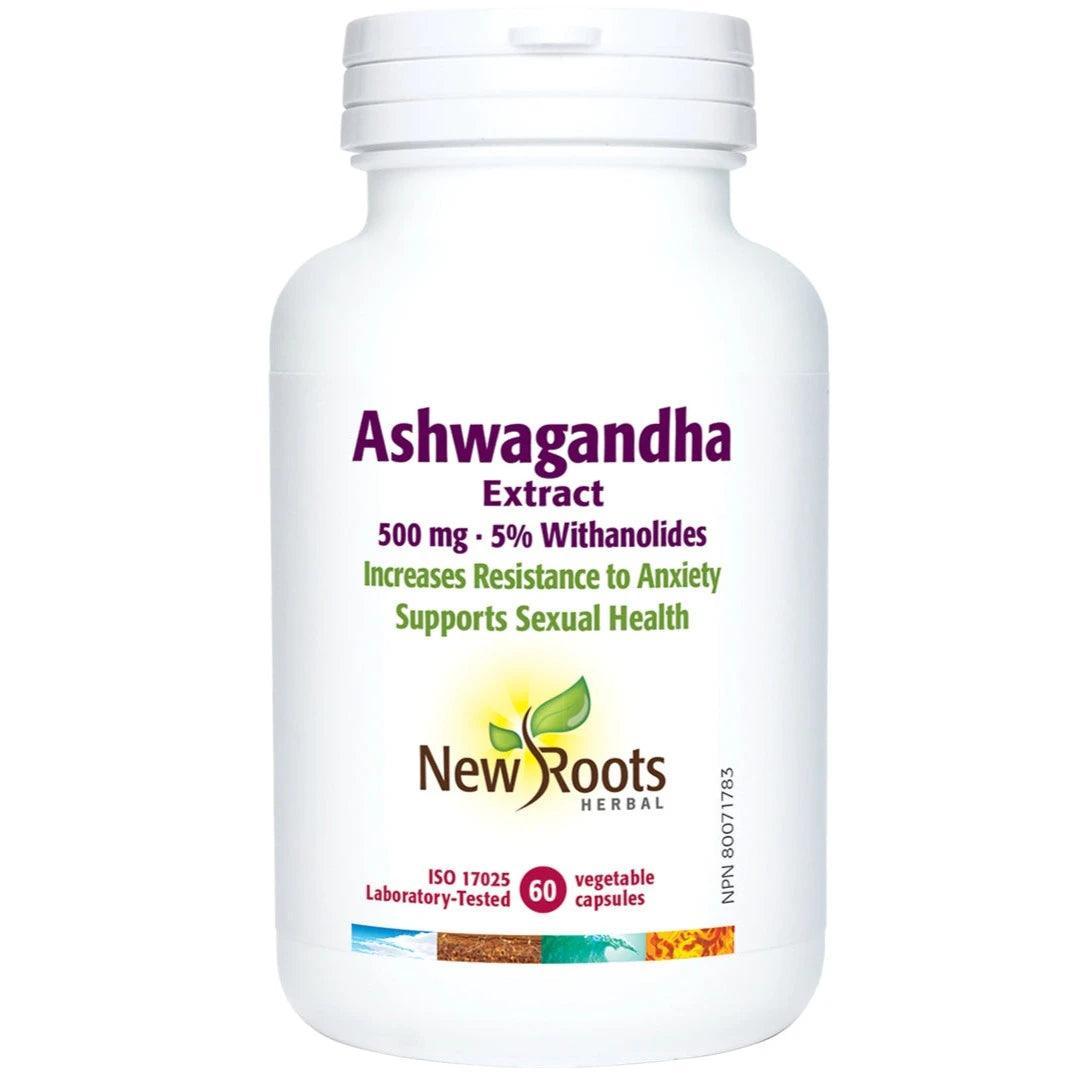 New Roots Ashwagandha Extract 500mg - 60 Vegan Capsules for Stress Relief & Energy Boost - Supports Immune System & Mental Clarity - Perfect for Daily Wellness & Workout Recovery