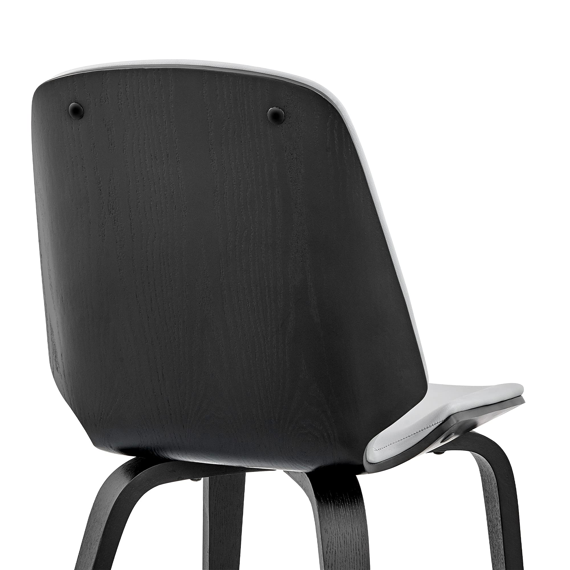 Armen Living Brinley Mid Century Modern Dining Chair - Gray Faux Leather & Black Wood Accent Side Chair for Kitchen, Table, Desk, Vanity | Perfect for Dining Rooms, Home Offices & Bedroom Makeup Areas