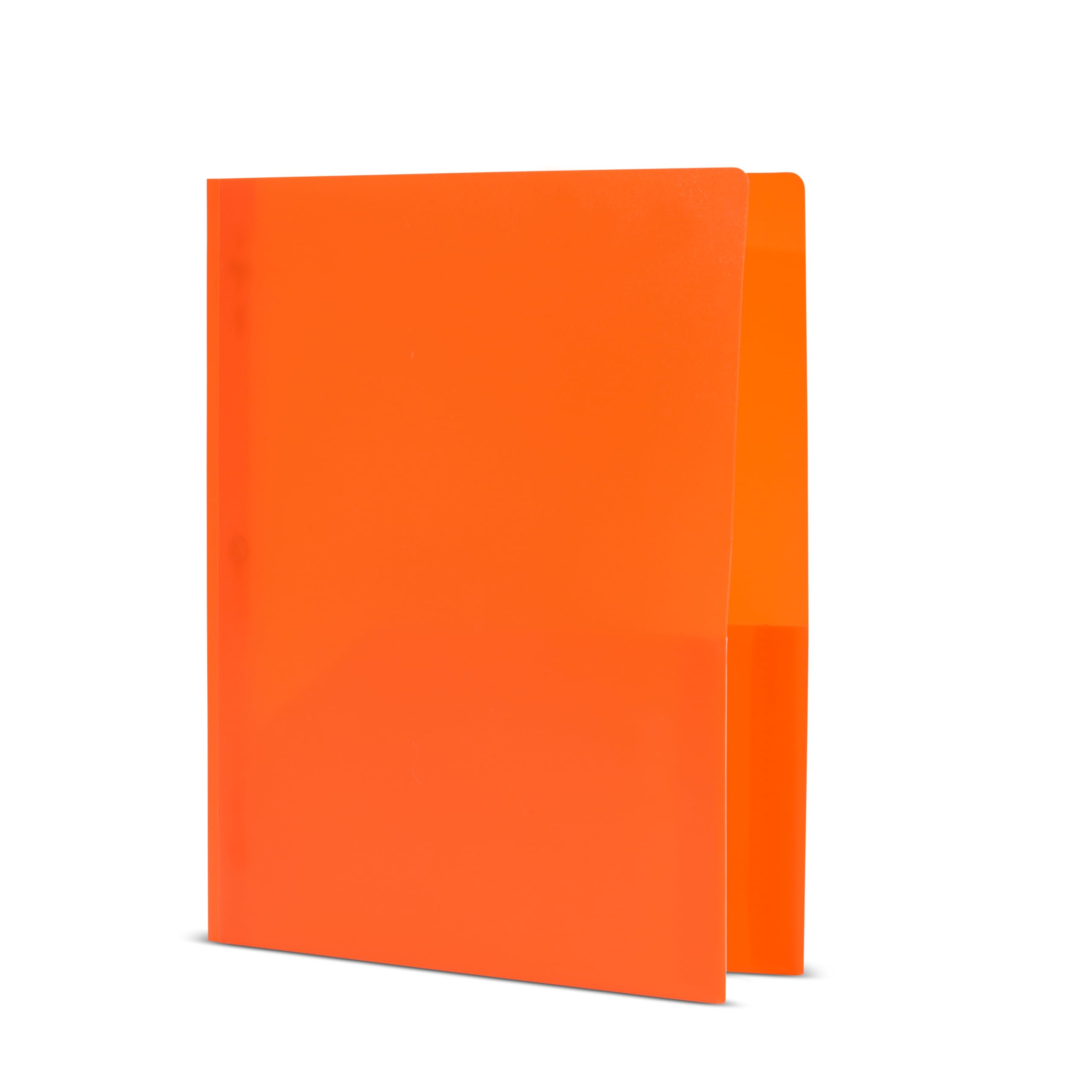 EPI Heavy Duty Plastic Folders with Pockets 24 Pack - 2 Pocket Folders with Prongs, Tear-Resistant Letter Size 8.5x11 Inches, Orange - Perfect for School, Office, Presentations & Document Organization