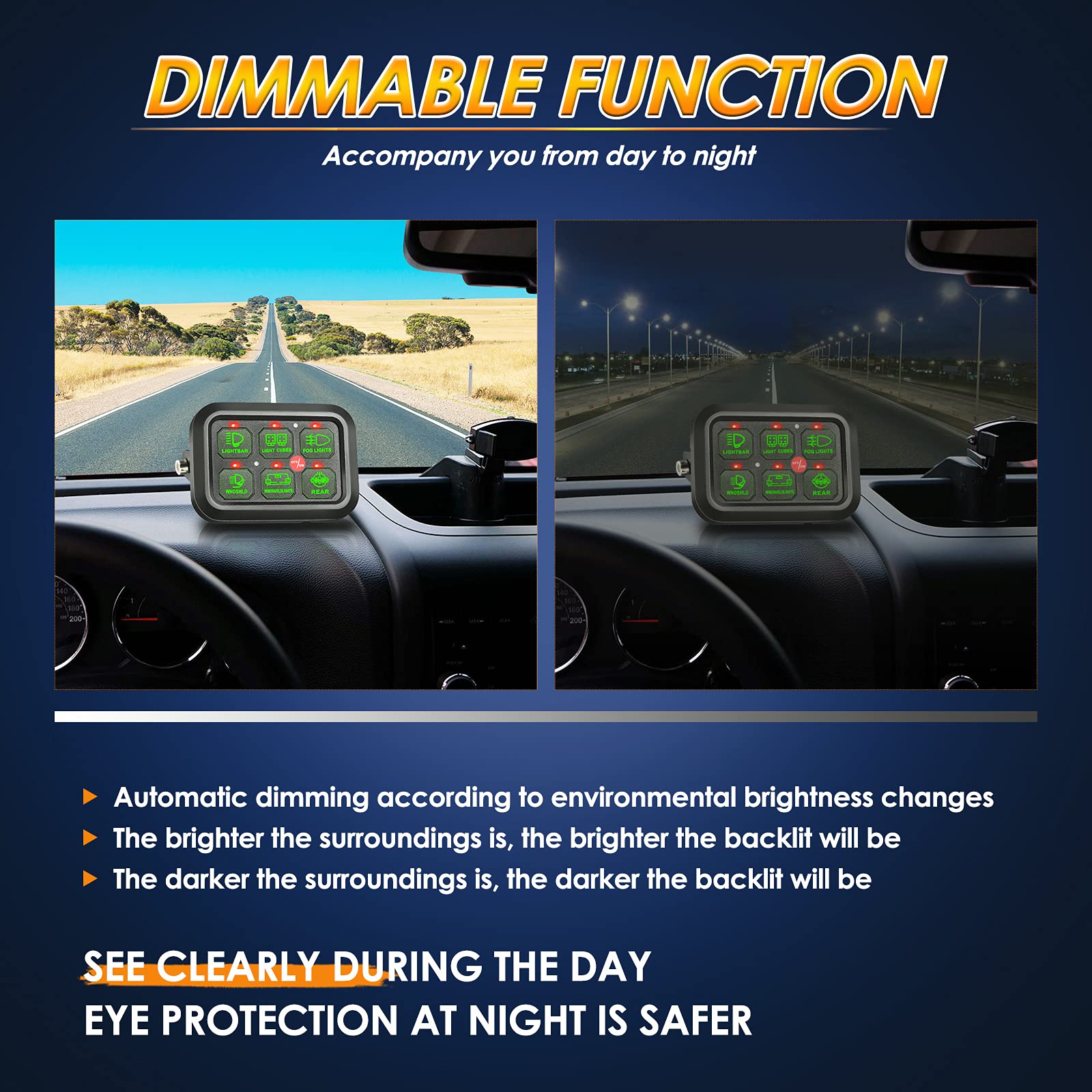 6 Gang Switch Panel Automatic Dimmable - Universal Electronic Relay System Circuit Control Box with On/Off LED Touch Switch for Trucks, UTV, ATV, Boats & Cars | Perfect for Off-Roading, Marine & Automotive Electrical Control