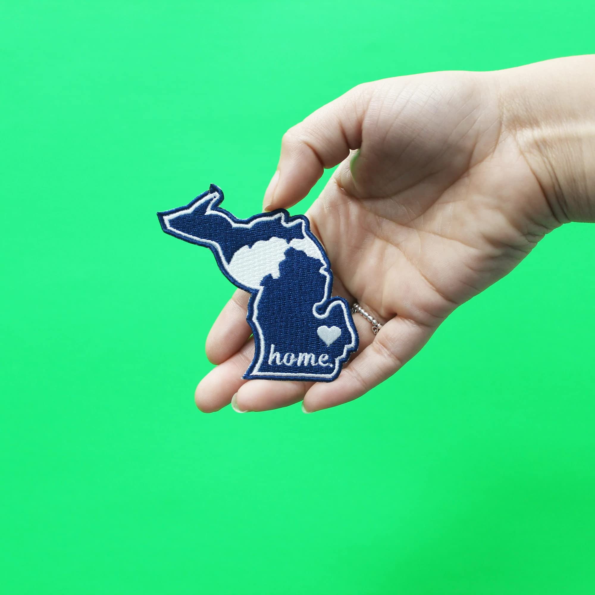 Michigan Home State Patch - Embroidered Iron On Baseball Parody Applique (Blue/White) - Perfect for Jackets, Hats & DIY Crafts