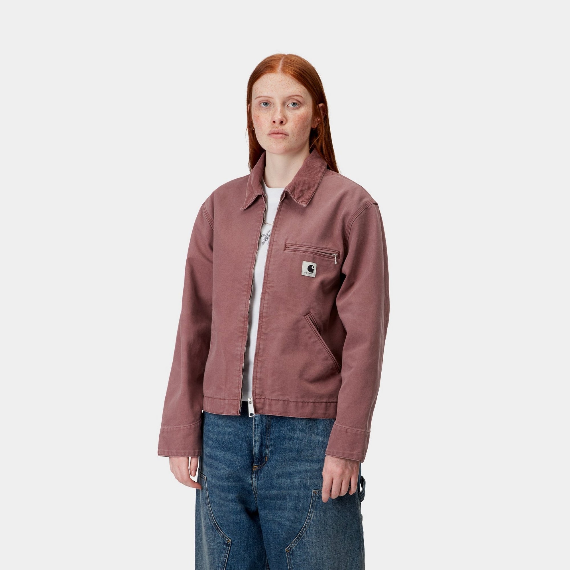 Women's OG Detroit Jacket - Dusky Pink Stone Canvas Waterproof Windbreaker | Vintage Style Winter Coat for Outdoor Hiking & Urban Streetwear Fashion
