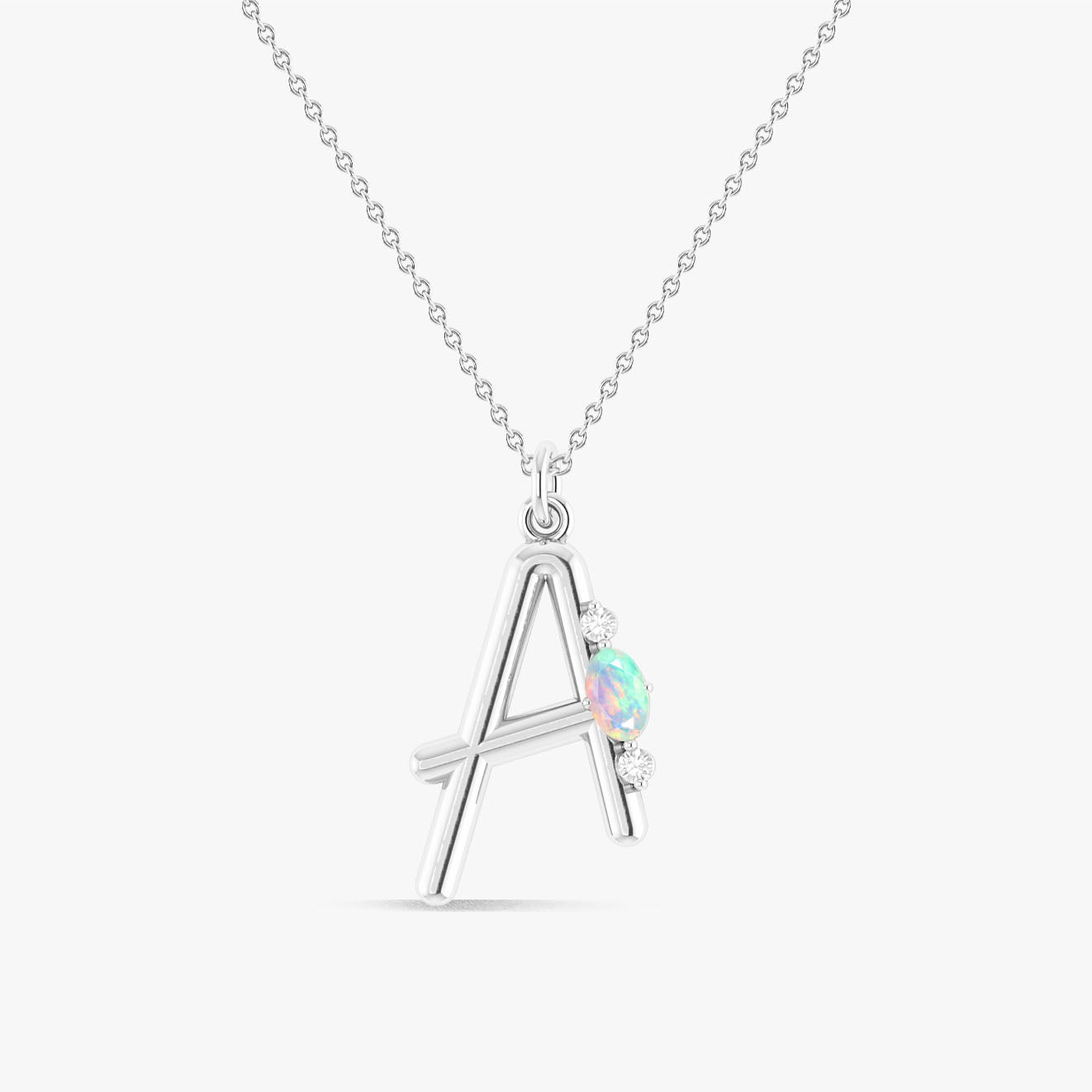 Alphabet Initial A Pendant Necklace with Natural White Opal & Zircon - Elegant Personalized Jewelry Gift for Women, Perfect for Birthdays, Anniversaries & Everyday Wear