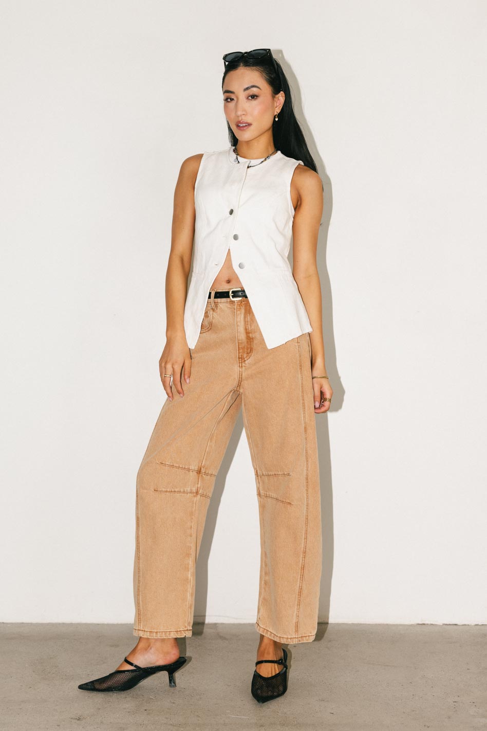 Lisette High Waist Barrel Jeans for Women - Distressed Denim Pants in Rust Color | Perfect for Casual Outfits, Date Nights & Fall Fashion