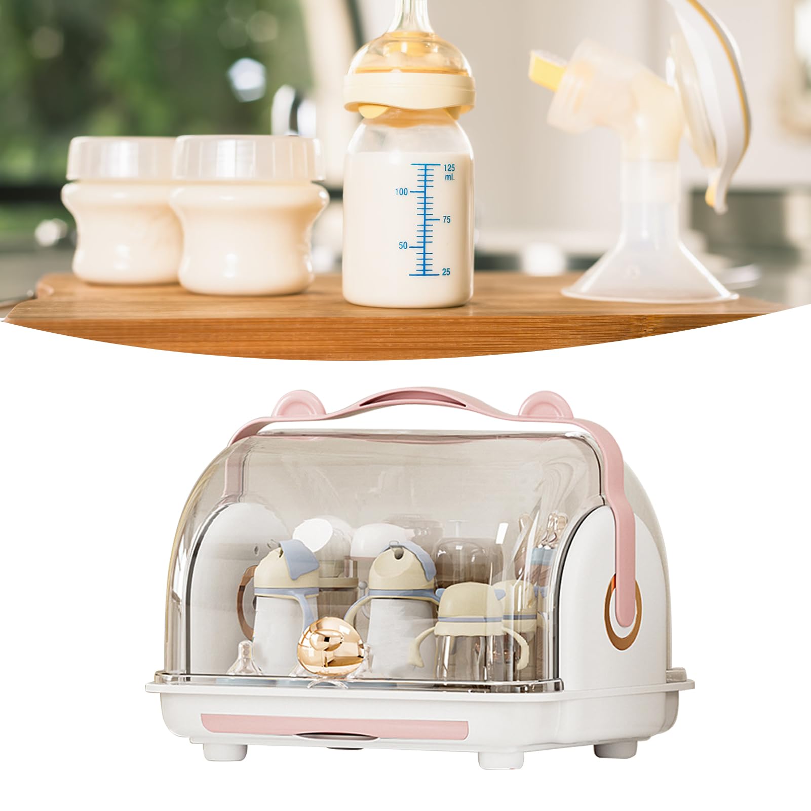 Baby Food Storage Container with Plastic Drainage Design - Space Saving BPA-Free Dish Organizer for Infants - Perfect for Home, Nursery & Travel (Pink)