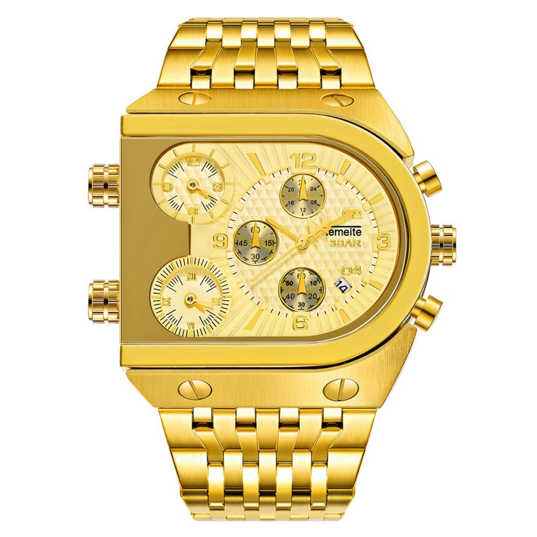 YXBQUEEN Men's Chronograph Watch - Analog Quartz Wristwatch with Stainless Steel Band | Stylish Fashion Watch for Business, Casual & Outdoor Activities