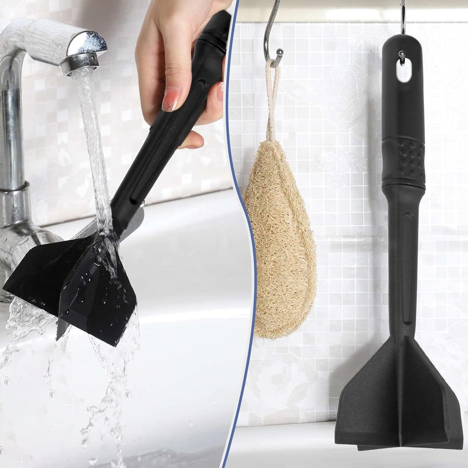 4-Blade Manual Hamburger Meat Chopper with Long Handle - Heavy Duty Ground Beef Mixer for Patties, Egg Salad & Mashed Potatoes - Perfect for Kitchen, BBQ & Food Prep