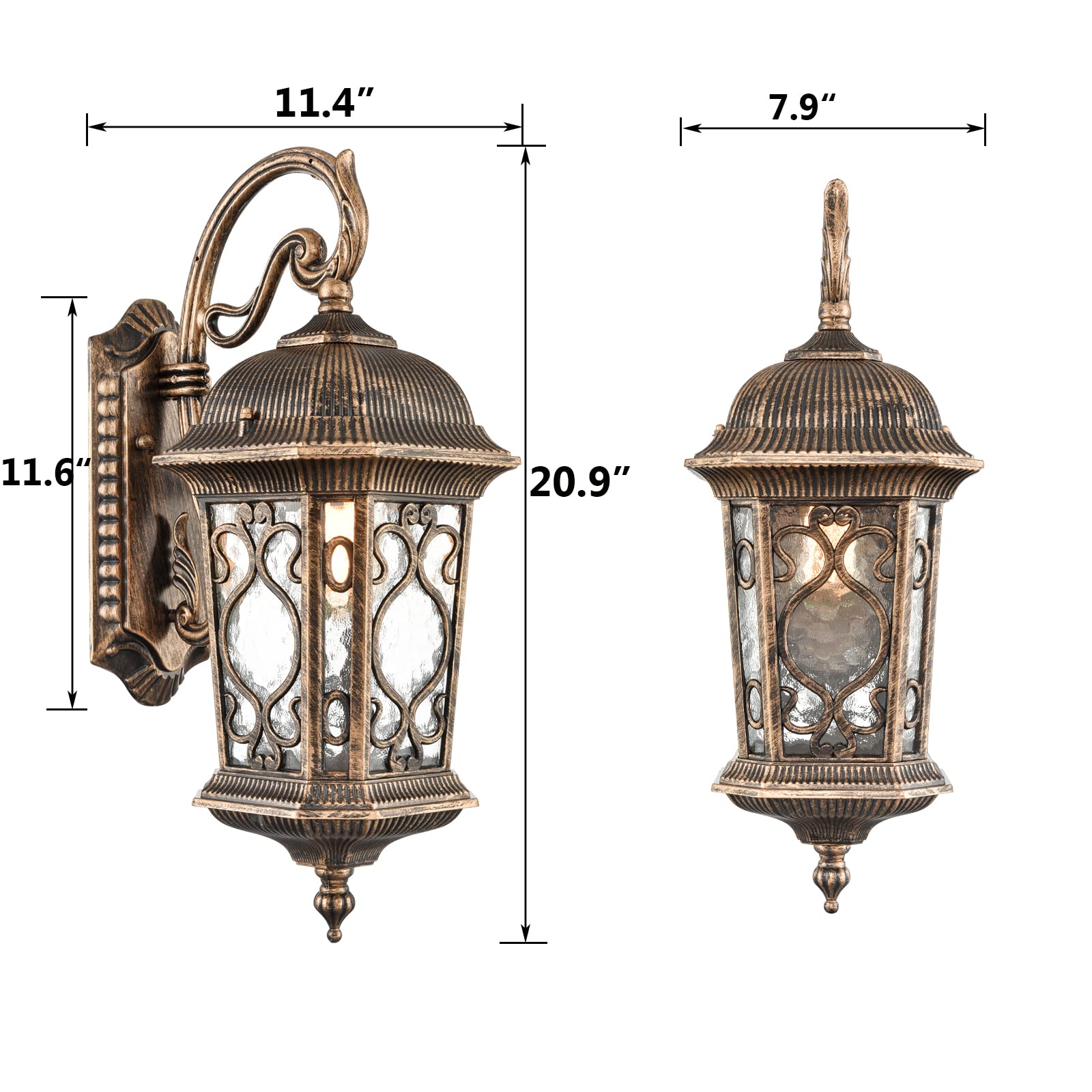 Waterproof Outdoor Wall Lights - IP65 Rated Exterior Porch Sconces with Glass Shade for Garage, Doorway & Patio | Weather-Resistant Lighting for Home Security & Curb Appeal
