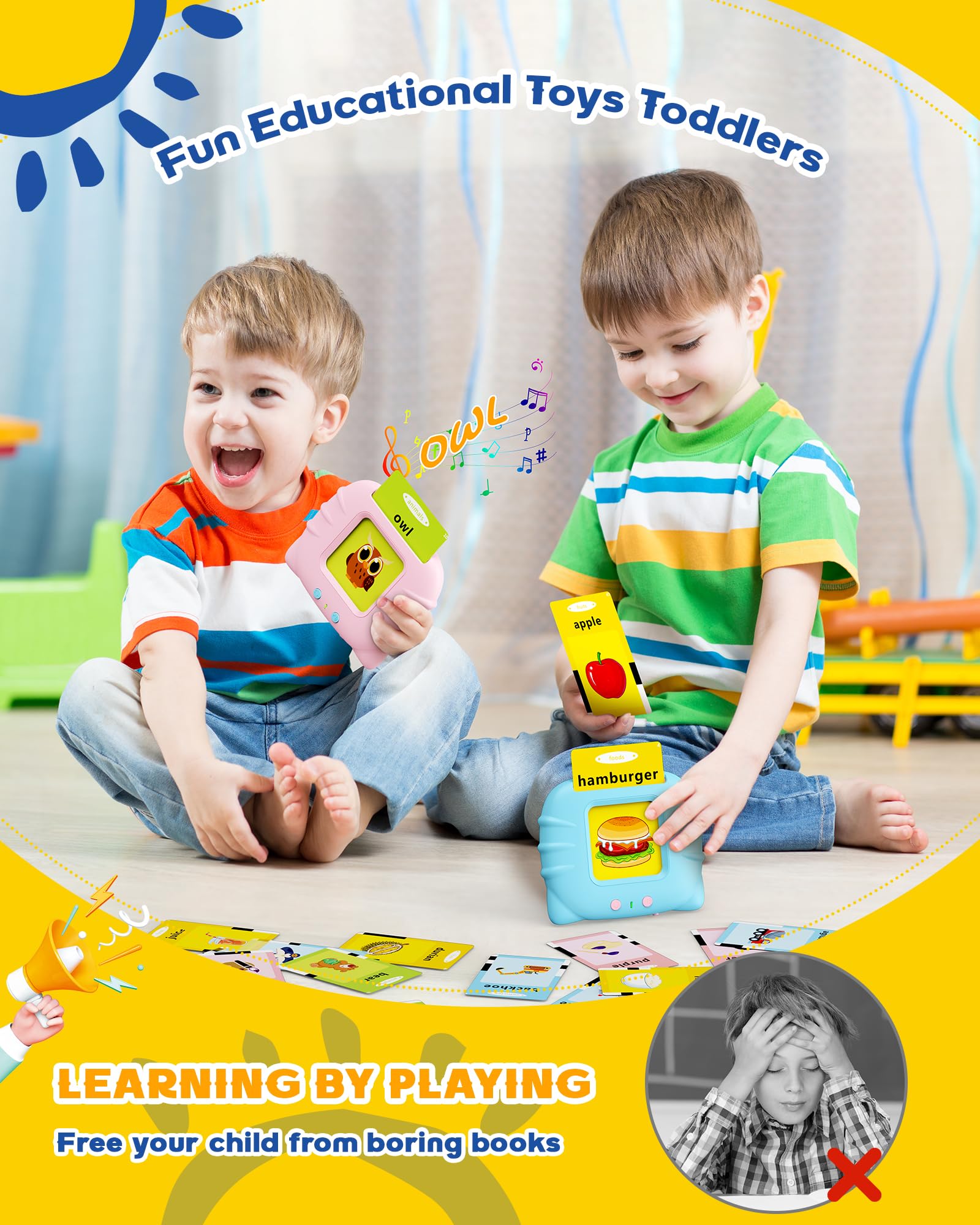 Bravokids Talking Flash Cards for Toddlers - 112 Double Sided Preschool Learning Toys | Interactive Educational Sensory Toys for Boys & Girls Ages 1-6 | Perfect Gift for Kids (Pink) - Ideal for Early Childhood Development & Homeschooling Activities