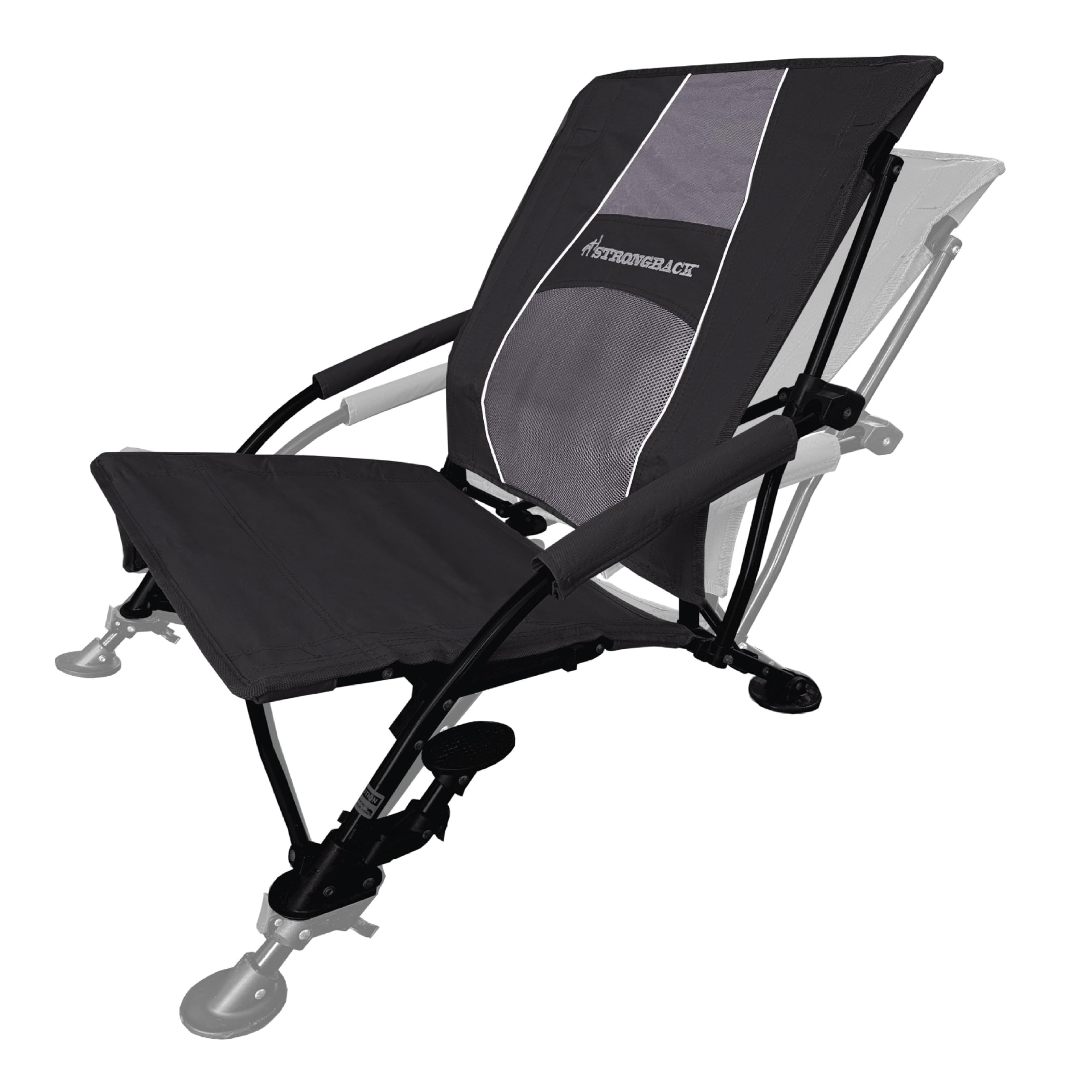 STRONGBACK Low Gravity Recliner Portable Beach Chair with Built-in Lumbar Support - Heavy Duty Folding Beach Chair for Travel, Camping, Backyard & Poolside Relaxation