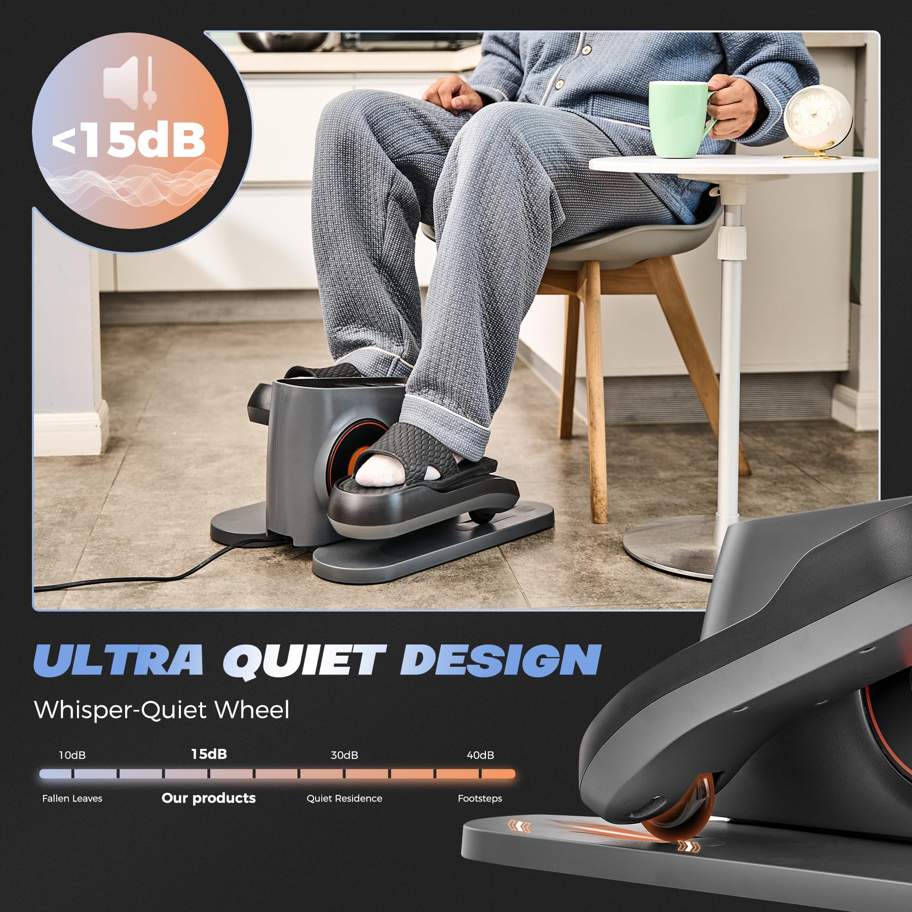 Saker Under Desk Elliptical Machine - Electric Seated Pedal Exerciser with LCD Display & Remote Control - Compact Leg Exercise Equipment for Home & Office Use - Perfect for Seniors, Adults & Teens to Stay Active While Working or Watching TV